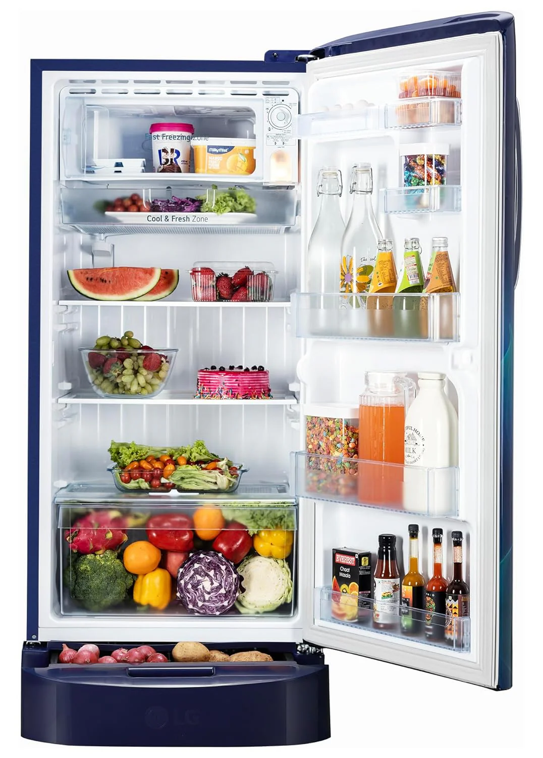 LG 210 L, 3 Star, Direct Cool, Smart Inverter Compressor, Single Door Refrigerator (2025 Model, GL-D231ABAD, Blue Aurora, Humidity Controller, Base stand with Drawer & Fast Ice Making) - Image 10
