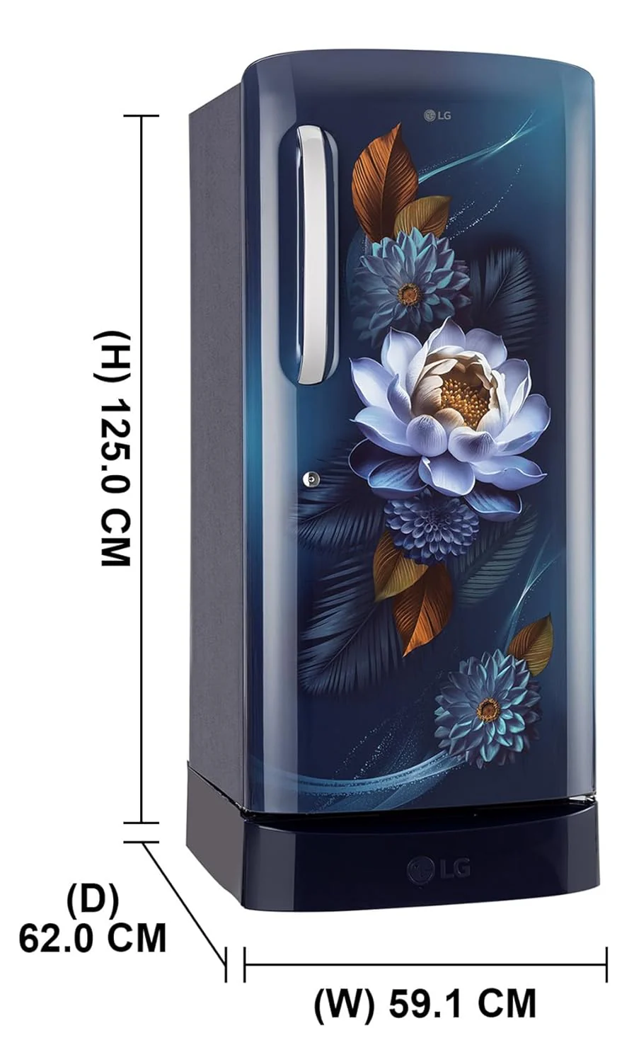 LG 210 L Single Door Refrigerator with Base Stand Drawer, Smart Inverter Compressor, Direct Cool, Blue Waterlilly, 5 Star,(GLD2256ZABW) - Image 3