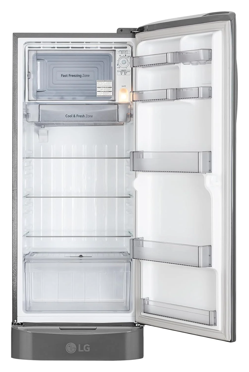 LG 210L Single Door Refrigerator with Base Stand Drawer, Smart Inverter Compressor, Direct Cool, Shiny Steel, 5 Star,(GLD2256ZAPZ) - Image 3