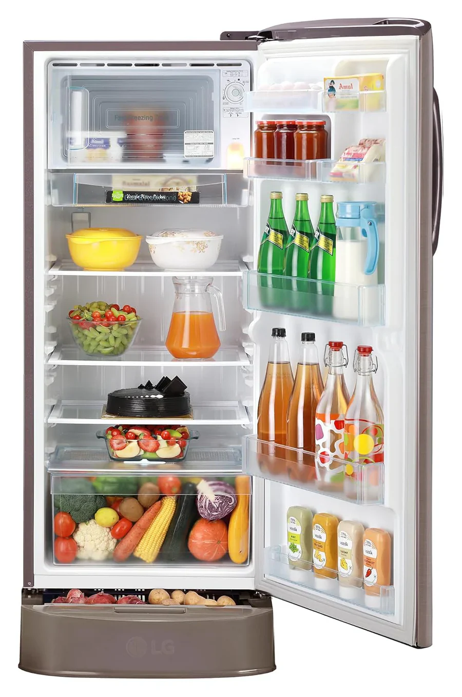 LG 224 L, 3 Star, Direct Cool Single Door Refrigerator (GL-D241AFSD, Fawn Steel, Base stand with drawer &amp; Fast Ice Making) - Image 5