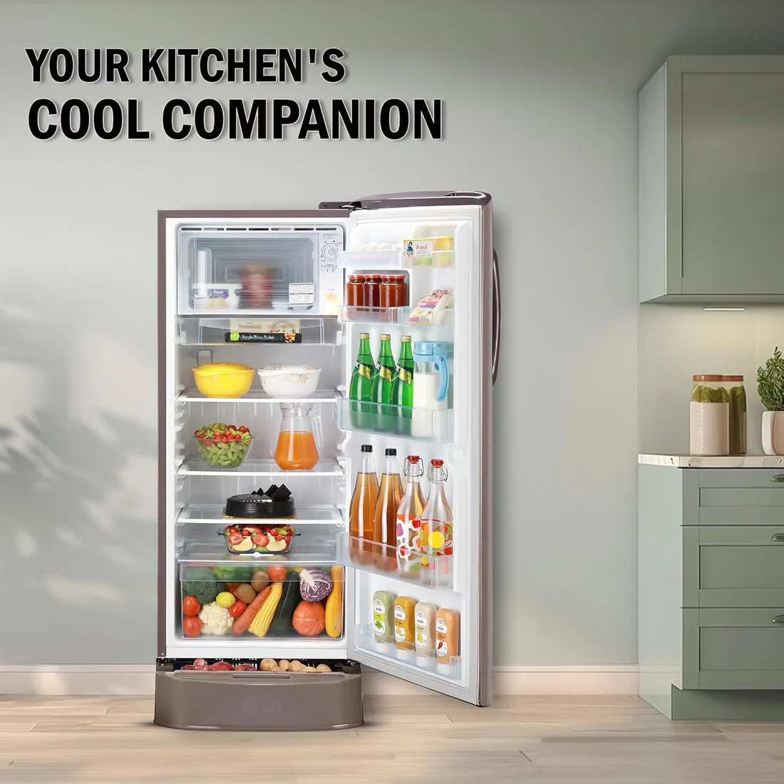 LG 224 L, 3 Star, Direct Cool Single Door Refrigerator (GL-D241AFSD, Fawn Steel, Base stand with drawer &amp; Fast Ice Making) - Image 7