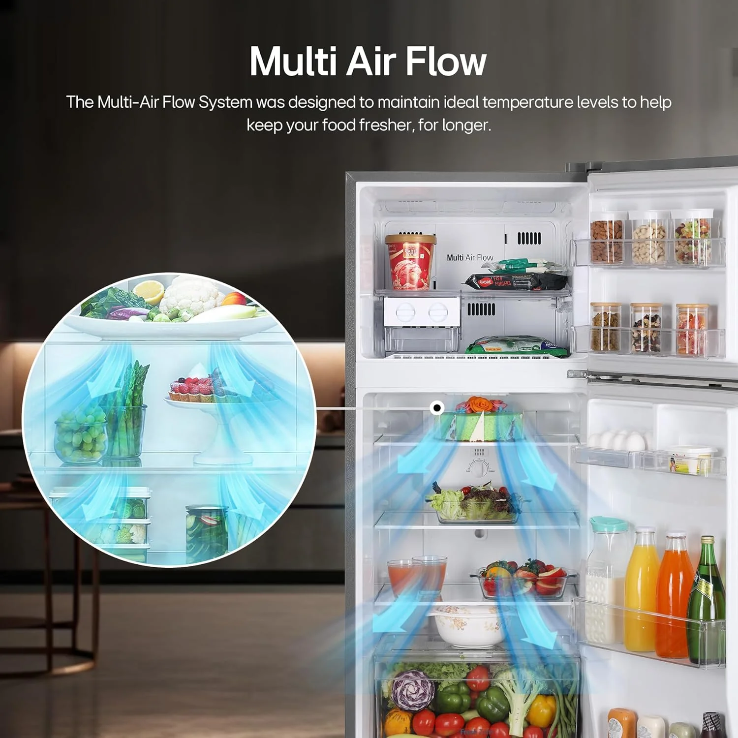 LG 242 L, 2 Star, Smart Inverter Compressor, Multi Air Flow, Frost-Free Double Door Refrigerator (GL-N292DPZY, Shiny Steel, Smart Connect & Moist ‘N’ Fresh) - Image 11