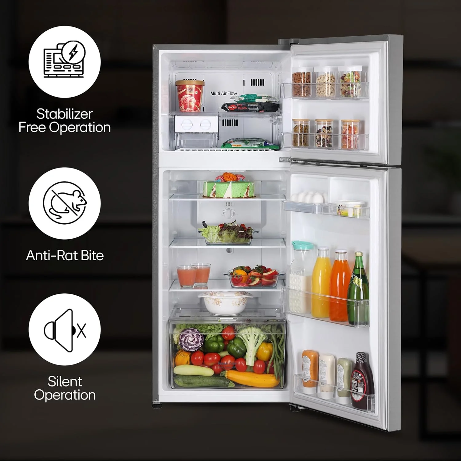 LG 242 L, 2 Star, Smart Inverter Compressor, Multi Air Flow, Frost-Free Double Door Refrigerator (GL-N292DPZY, Shiny Steel, Smart Connect & Moist ‘N’ Fresh) - Image 13