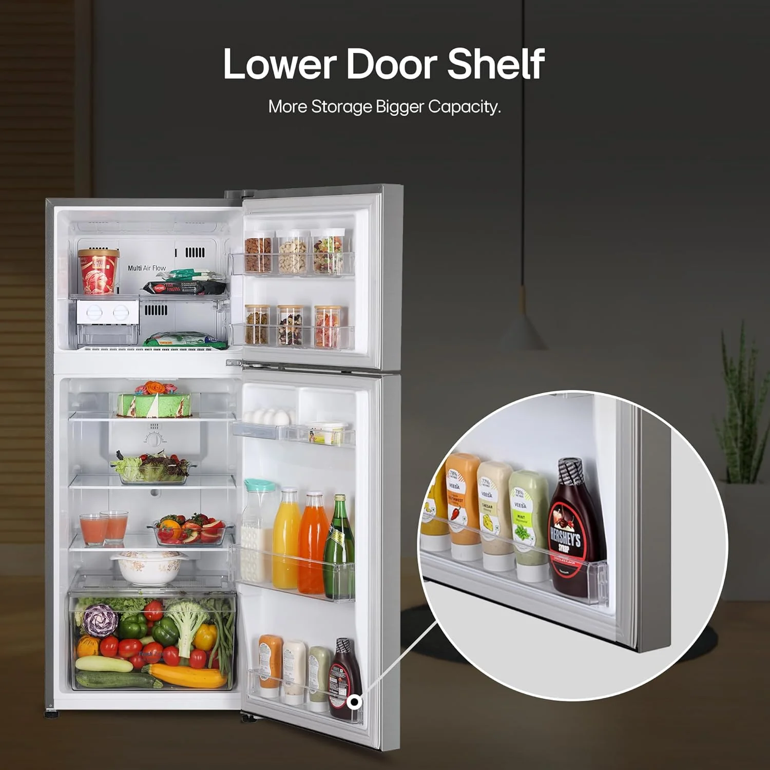 LG 242 L, 2 Star, Smart Inverter Compressor, Multi Air Flow, Frost-Free Double Door Refrigerator (GL-N292DPZY, Shiny Steel, Smart Connect & Moist ‘N’ Fresh) - Image 8