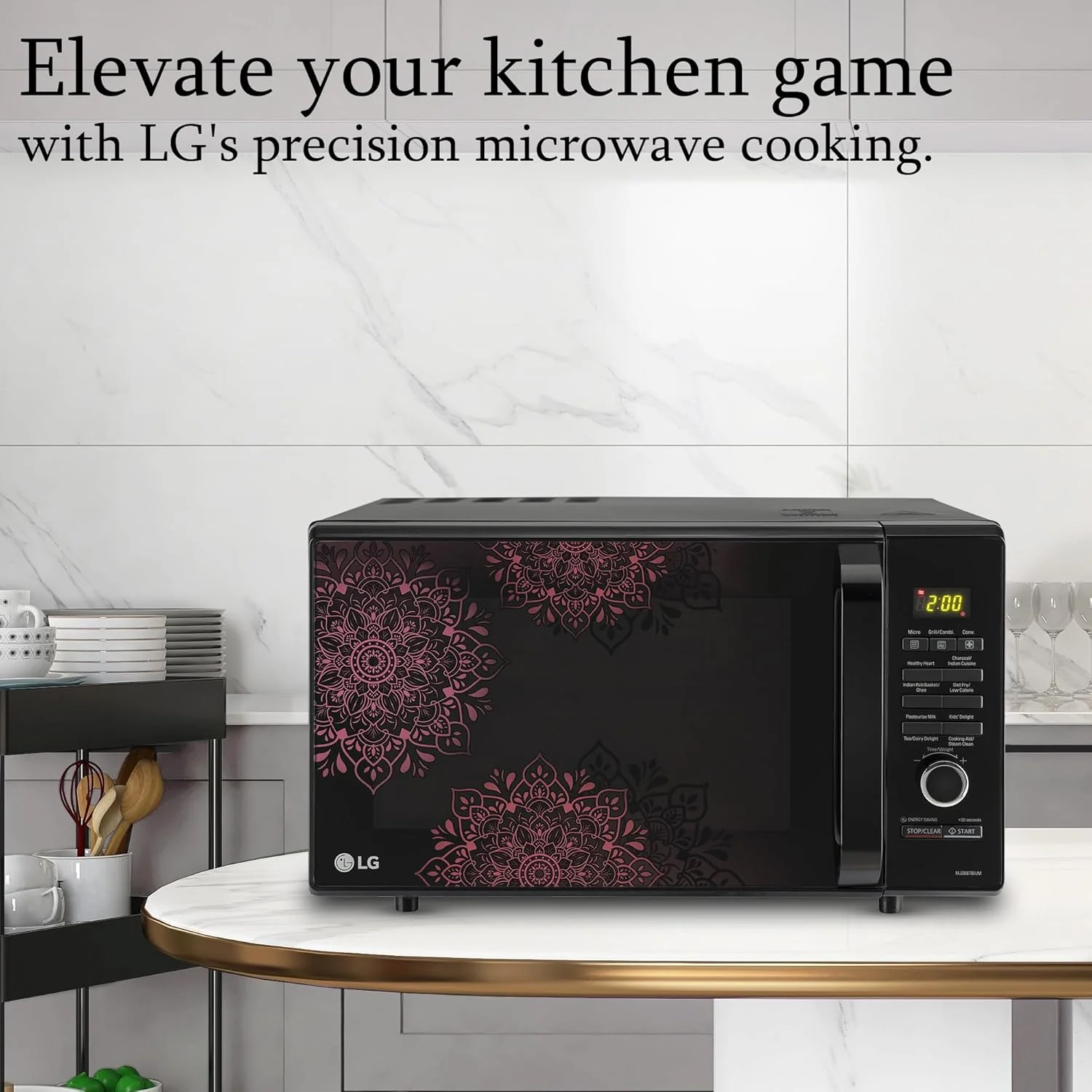 LG 28 L Charcoal Convection Healthy Microwave Oven (MJ2887BIUM, Black, Healthy Heart Recipes, Diet Fry, Pasteurized Milk, 360° Motorised Rotisserie &amp; 10 Years of warranty on Charcoal Heater) - Image 5