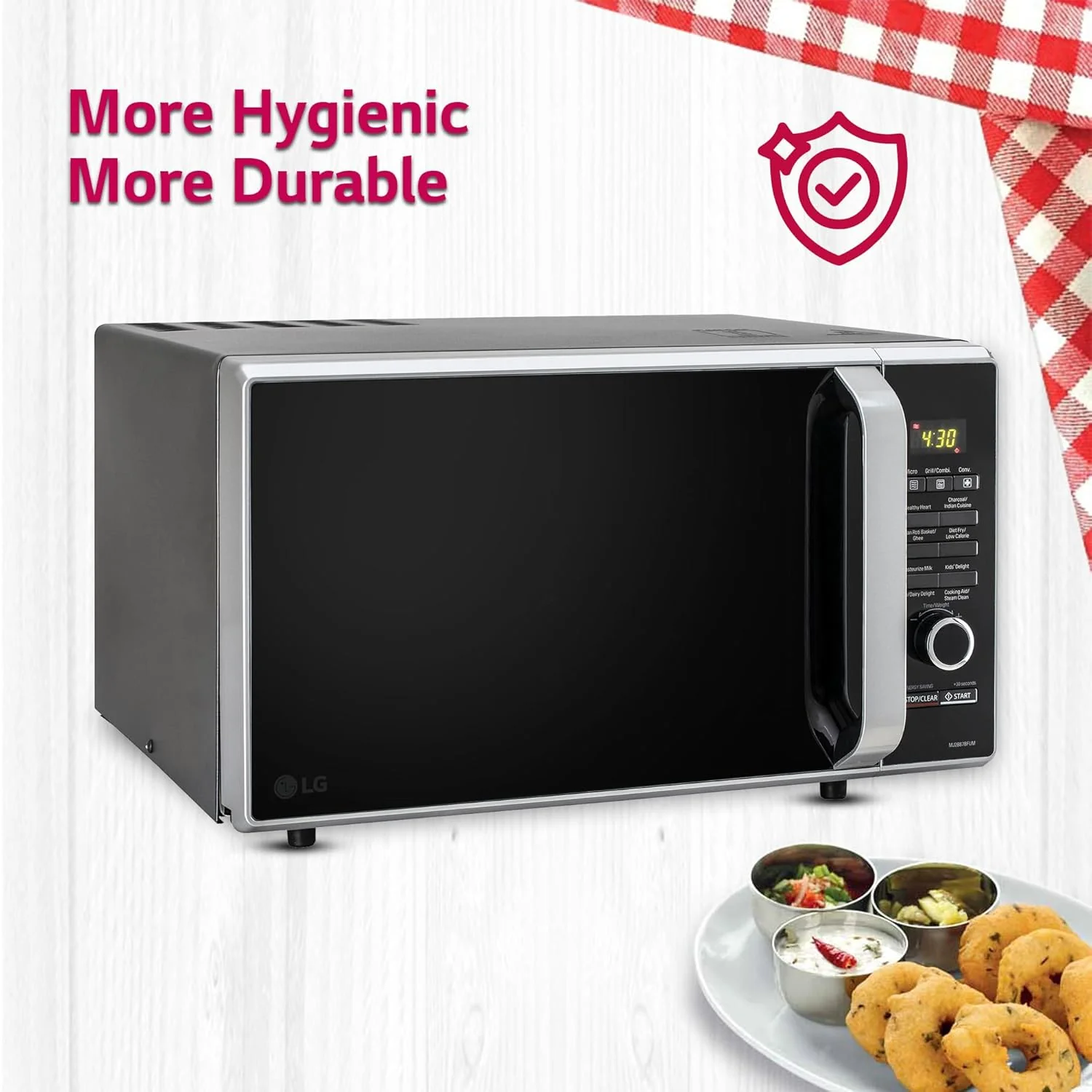 LG 28 L Charcoal Convection Microwave Oven (MJ2887BFUM, Black, with 360° Motorised Rotisserie & Charcoal Lighting Heater with 10 years warranty) - Image 8