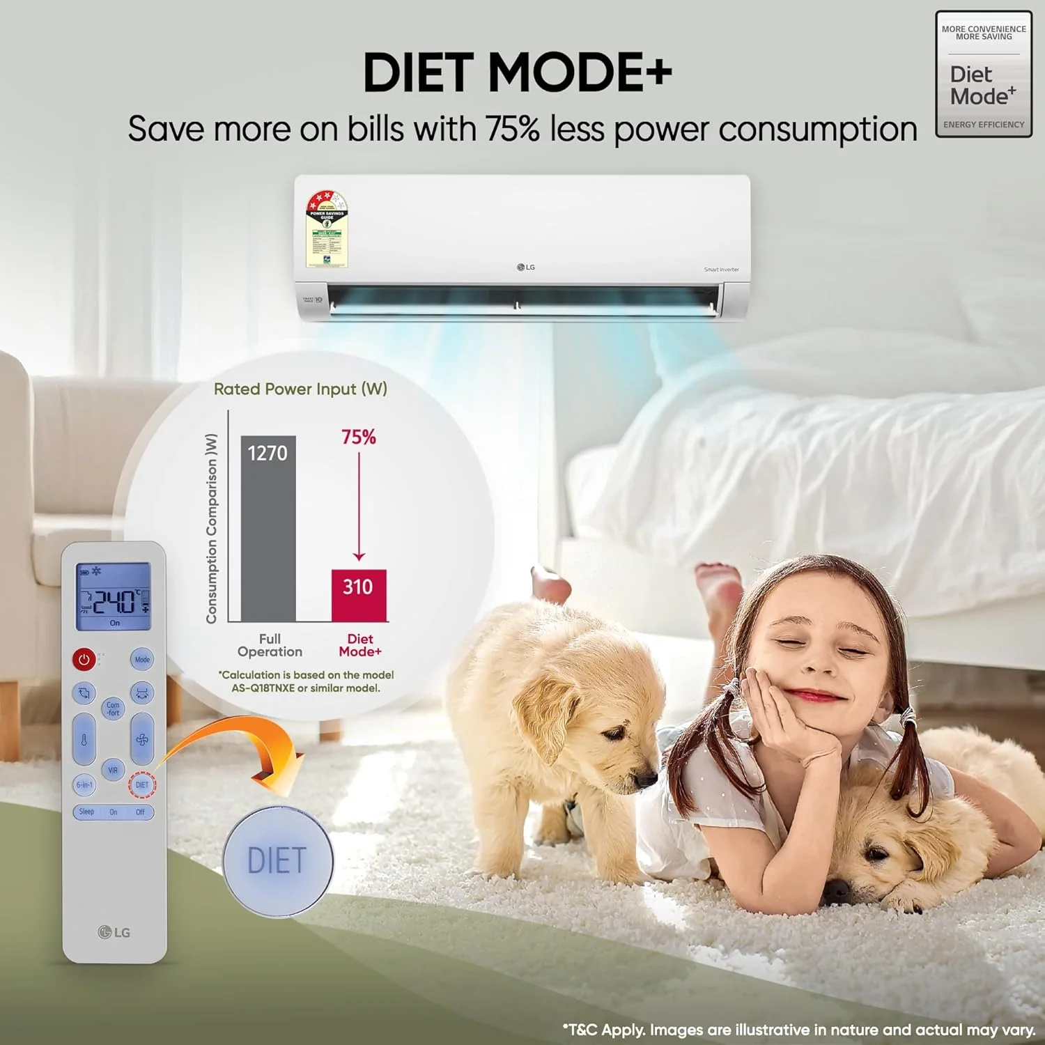 LG 3 Star (1.0) Split AC, AI Convertible, Auto Clean, Gold Fin+, Diet Mode+, Viraat Mode, 3.3 kW, 2026 Model,(AS-Q12CNXE) - Image 6