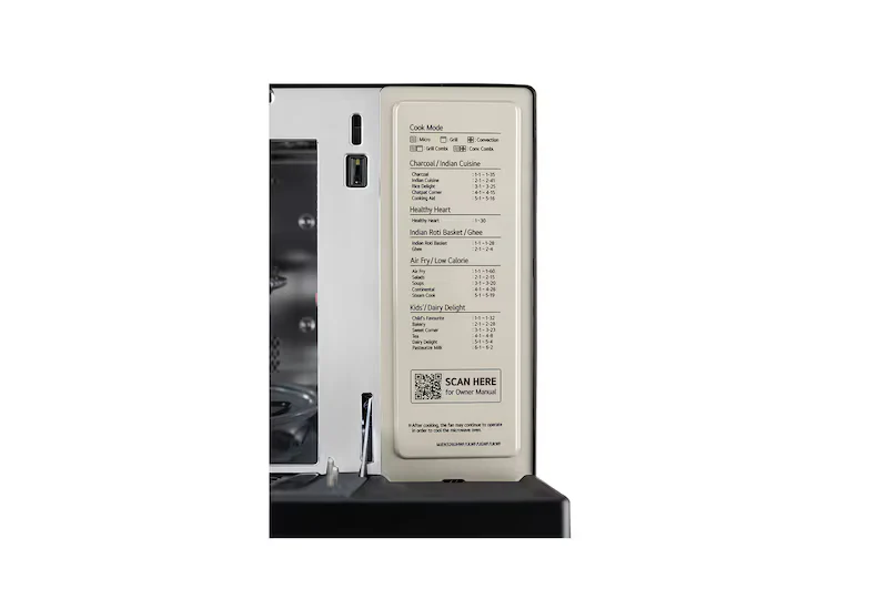 LG 32 L Convertible Microwave Oven with Air Fry, Charcoal Lighting Heater™, 431 Auto Cook Menu Powered by Thinq, Black - Image 6