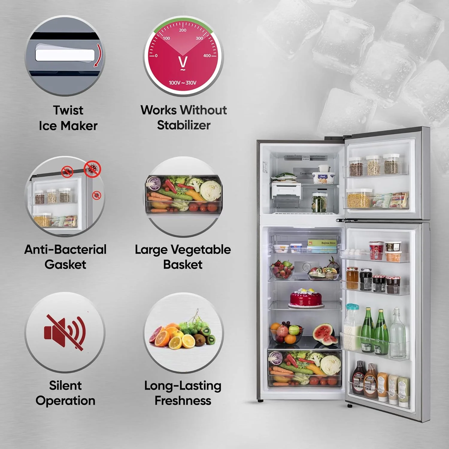LG 343 L 2 Frost-Free Smart Inverter Compressor Double Door Refrigerator Appliance (GL-N382SDSY, Dazzle Steel, Multi Air Flow Cooling, 2023 Model) - Image 13