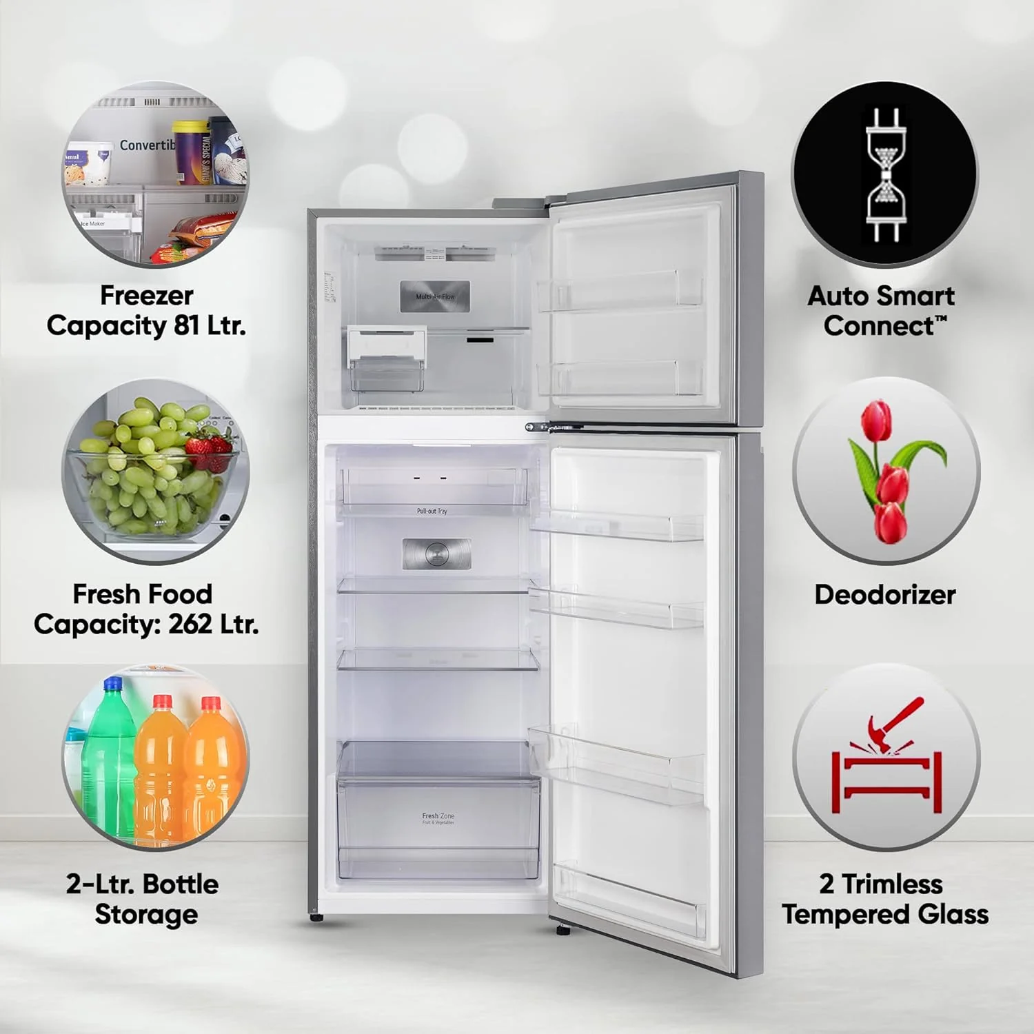 LG 343 L 2 Frost-Free Smart Inverter Compressor Double Door Refrigerator Appliance (GL-N382SDSY, Dazzle Steel, Multi Air Flow Cooling, 2023 Model) - Image 14