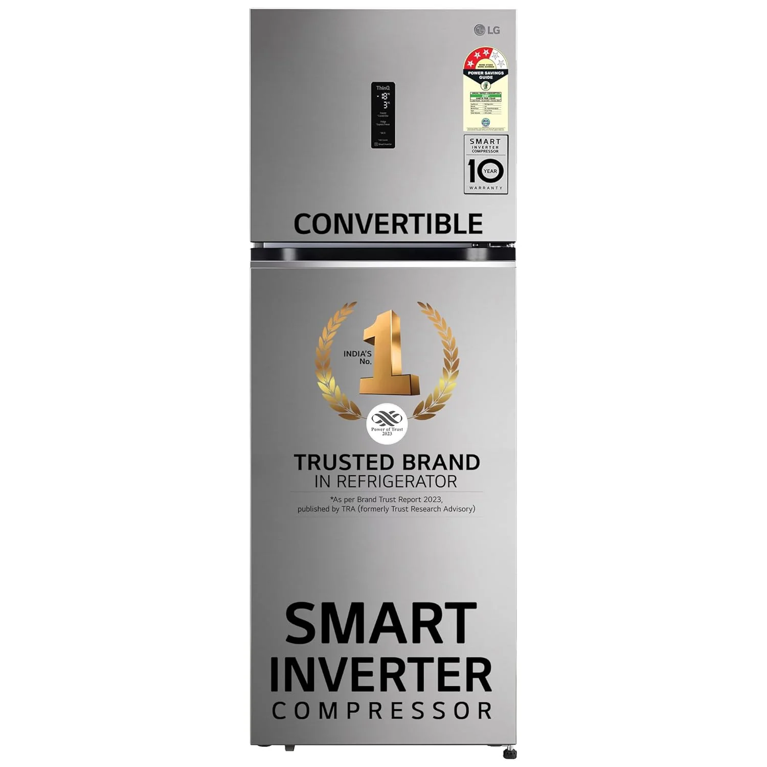 LG 343 L, 3 Star, Smart Inverter Compressor, Wi-Fi Enabled, Convertible Frost-Free Double Door Refrigerator (‎GL-T382TPZX, Shiny Steel, Auto smart connect &amp; Door Cooling+)