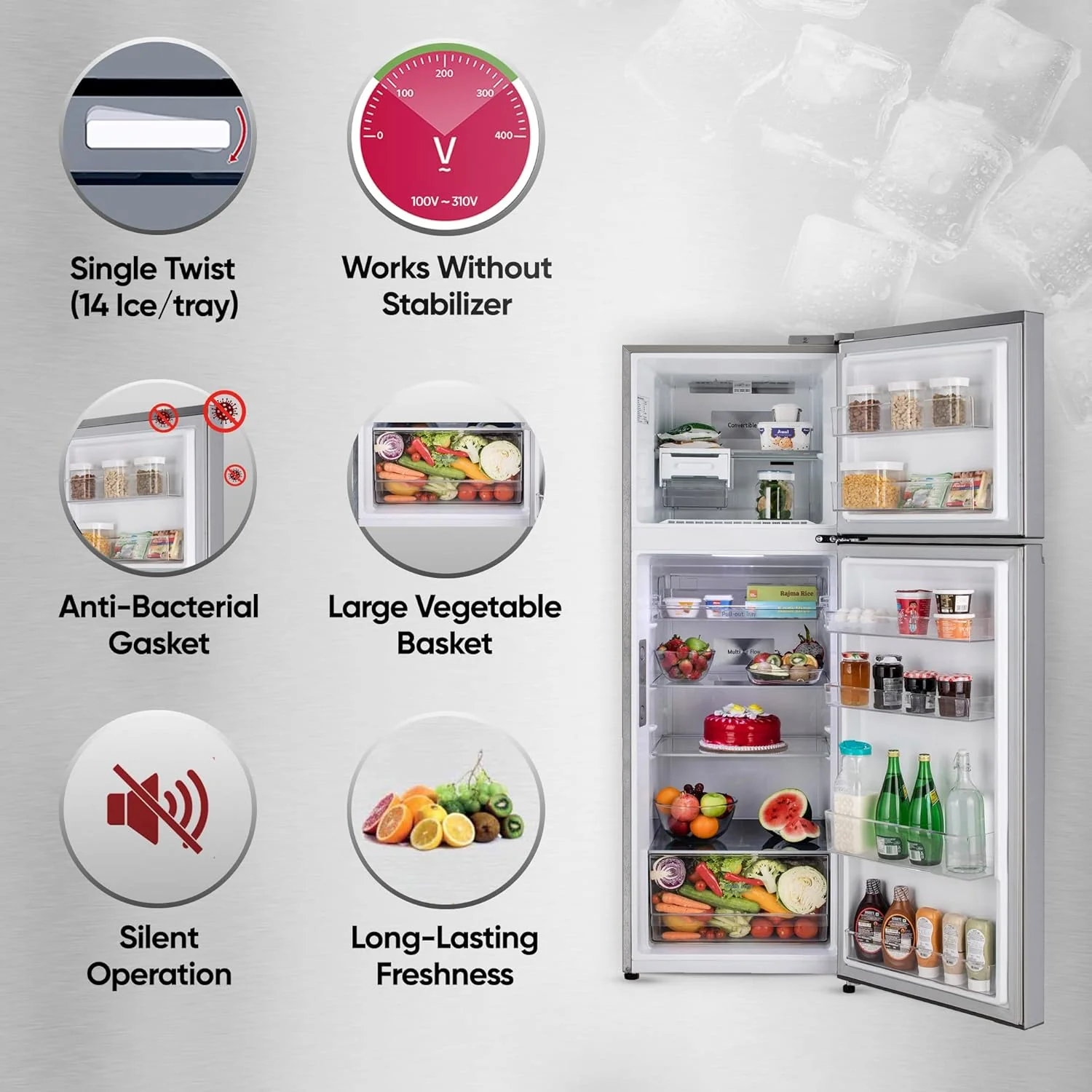 LG 343 L, 3 Star, Smart Inverter Compressor, Wi-Fi Enabled, Convertible Frost-Free Double Door Refrigerator (‎GL-T382TPZX, Shiny Steel, Auto smart connect &amp; Door Cooling+) - Image 15