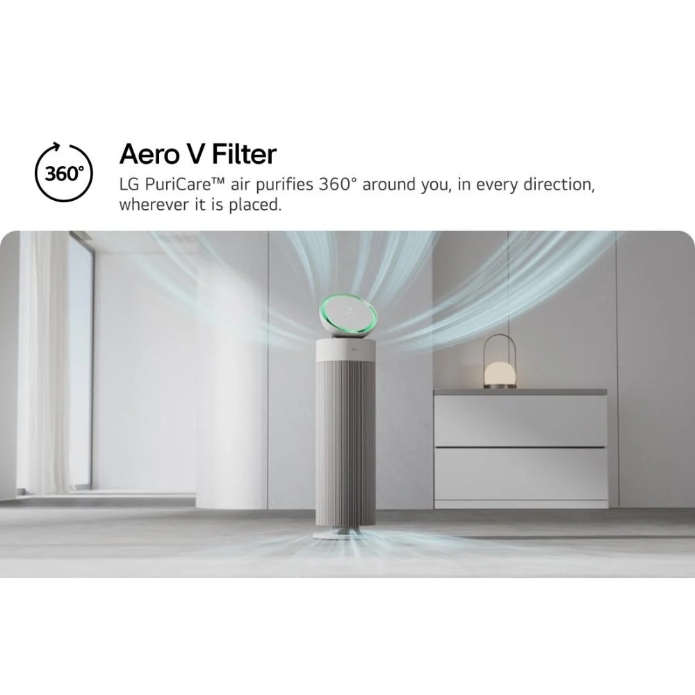 LG 360° Clean Air Purifier for Large Rooms (52.8m²) with HEPA Filter, UVnano Technology, BLDC Motor & Smart AQI Display - Image 5