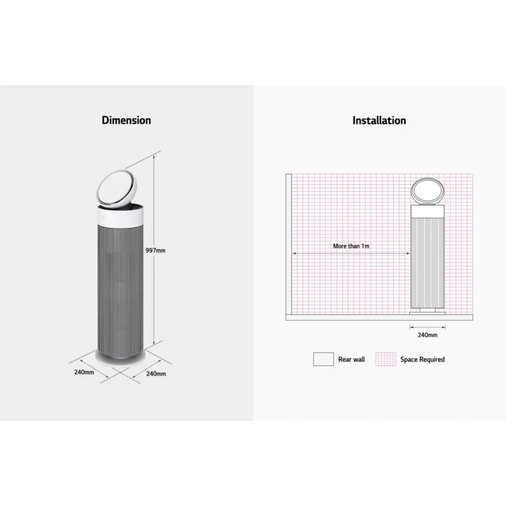 LG 360° Clean Air Purifier for Large Rooms (52.8m²) with HEPA Filter, UVnano Technology, BLDC Motor & Smart AQI Display - Image 9