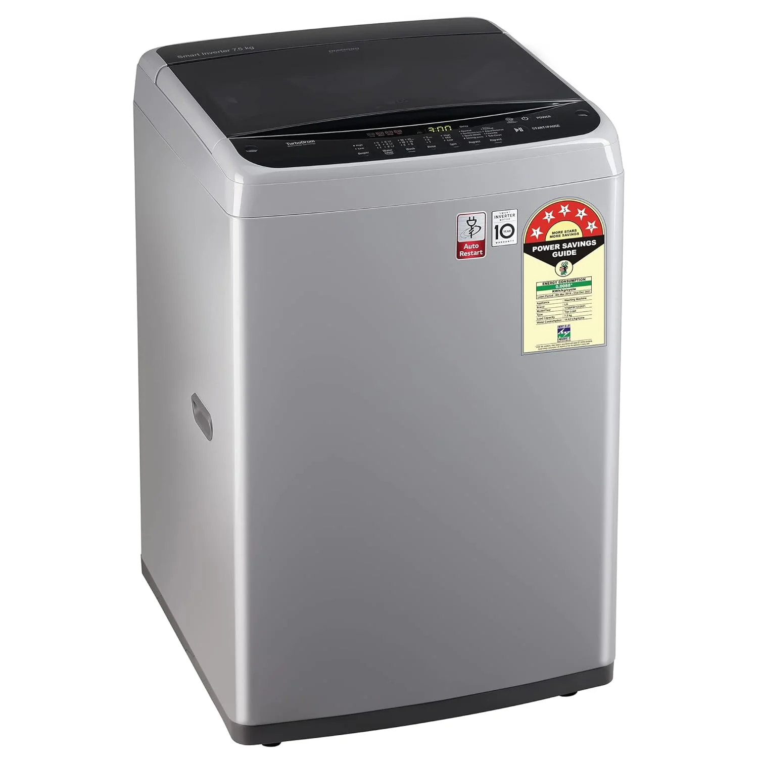 LG 7.5 Kg 5 Star Smart Inverter Fully-Automatic Top Load Washing Machine (T75SPSF1Z, Middle Free Silver, TurboDrum | Smart Closing Door) - Image 16
