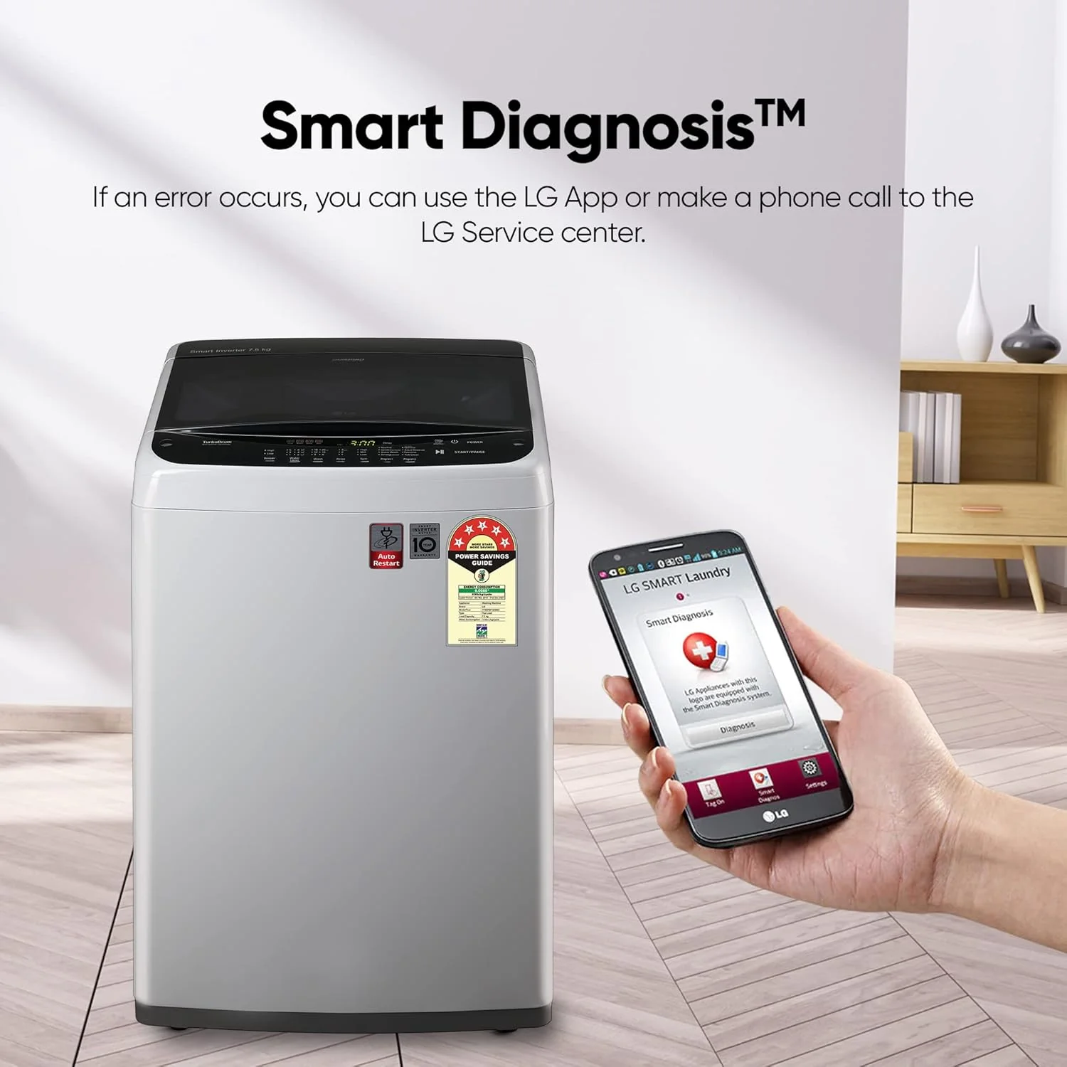 LG 7.5 Kg 5 Star Smart Inverter Fully-Automatic Top Load Washing Machine (T75SPSF1Z, Middle Free Silver, TurboDrum | Smart Closing Door) - Image 7