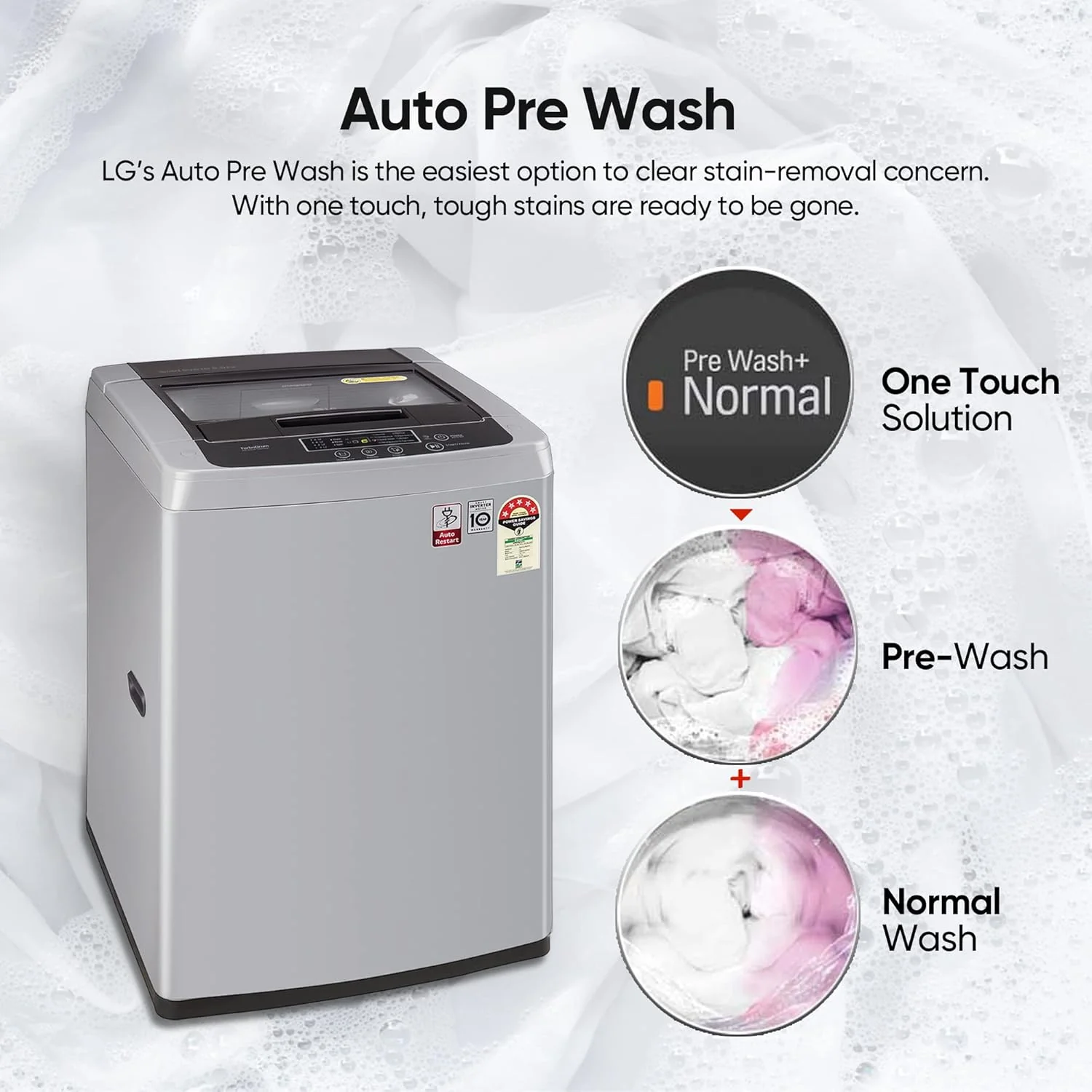 LG 7.5 Kg 5 Star Smart Inverter Fully-Automatic Top Load Washing Machine (T75SPSF1Z, Middle Free Silver, TurboDrum | Smart Closing Door) - Image 8