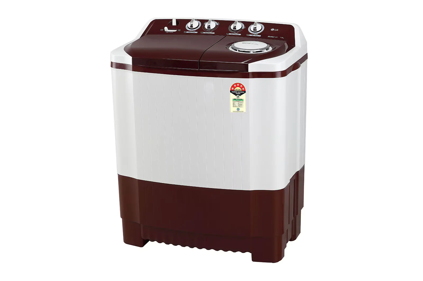 LG 7.5Kg Semi Automatic Top Load Washing Machine, Roller Jet Pulsator, Burgundy - Image 4