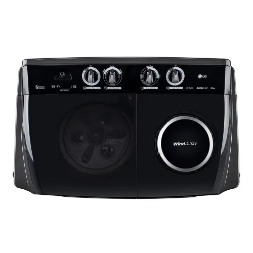 LG 8.5 Kg 5 Star Semi Automatic Top Load Washing Machine with Roller Jet Pulsator | Soak | Wind Jet Dry | 4 Wash Programs (P8535SLMZ, Full Black) - Image 3