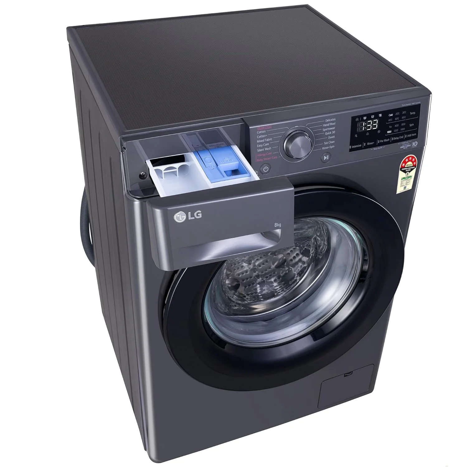 LG 8 Kg, 5 Star, AI Direct Drive Technology, Steam & 6 Motion DD Fully-Automatic Front Load Washing Machine (FHP1208Z3M, Intelligent & Convenient Fabric Care, Allergy Care, Middle Black) - Image 10