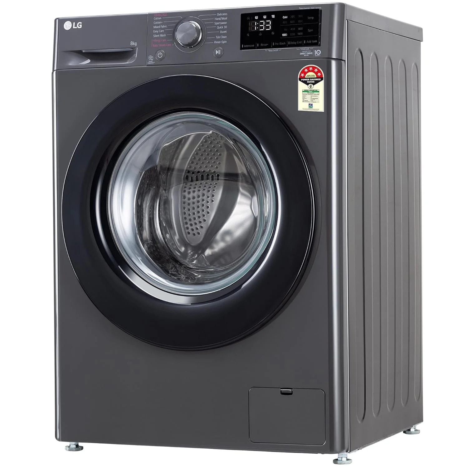 LG 8 Kg, 5 Star, AI Direct Drive Technology, Steam & 6 Motion DD Fully-Automatic Front Load Washing Machine (FHP1208Z3M, Intelligent & Convenient Fabric Care, Allergy Care, Middle Black) - Image 6