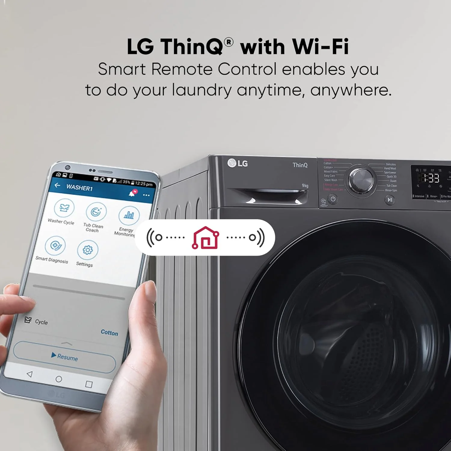 LG 9 Kg 5 Star Wi-Fi Inverter AI Direct-Drive Touch Panel Fully Automatic Front Load Washing Machine Appliance (FHV1409Z4M, Steam for Hygiene, In-Built Heater, 6 Motion DD, Middle Black) - Image 13