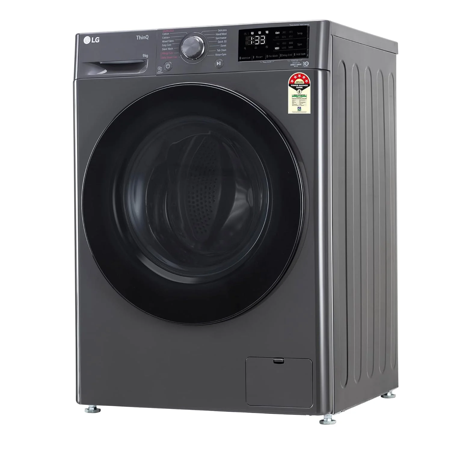 LG 9 Kg 5 Star Wi-Fi Inverter AI Direct-Drive Touch Panel Fully Automatic Front Load Washing Machine Appliance (FHV1409Z4M, Steam for Hygiene, In-Built Heater, 6 Motion DD, Middle Black) - Image 9