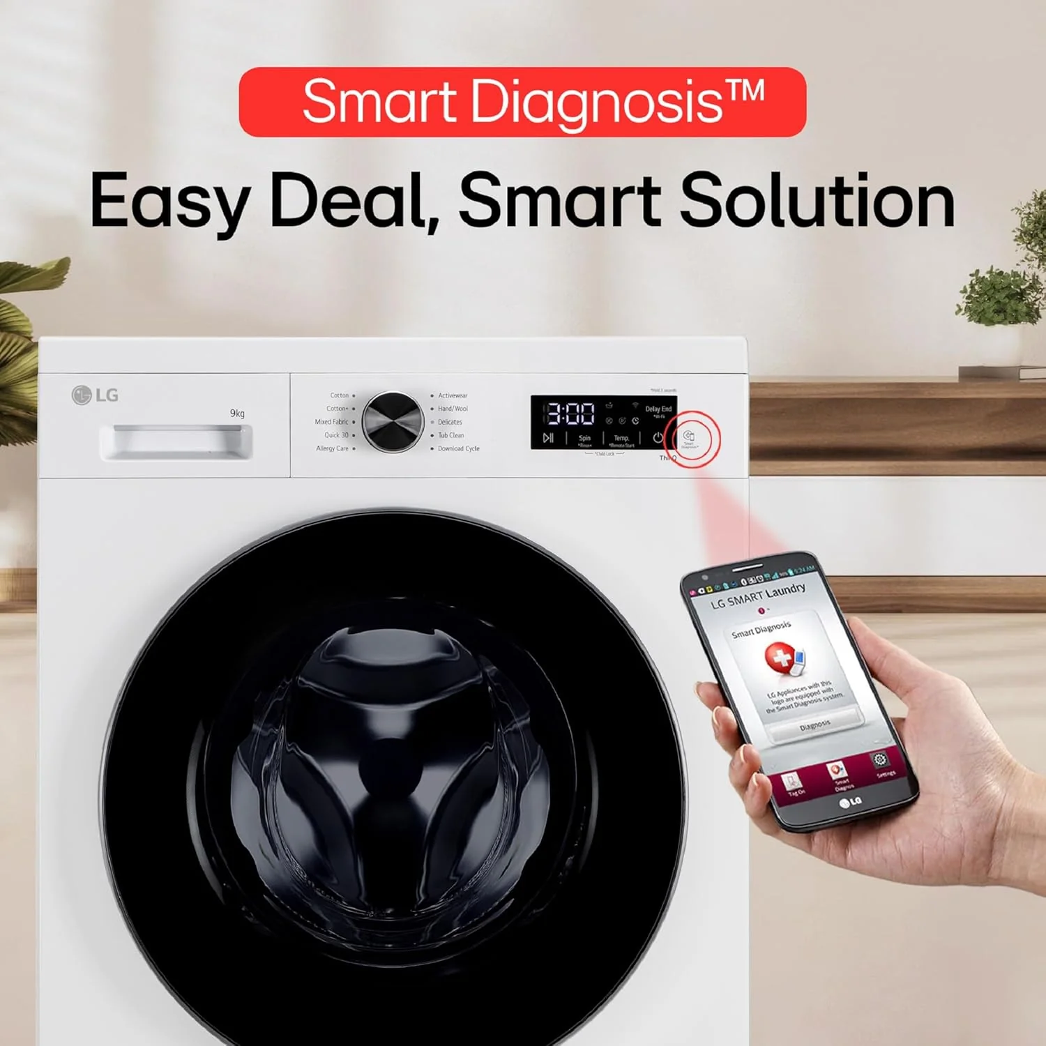 LG 9 Kg 5 Star Wi-Fi, Steam, Inverter Direct Drive Technology, 6 Motion DD, Fully-Automatic Front Load Washing Machine (FHB1209Z4W, Allergy Care, In-Built Heater, Touch Panel, Blue White) - Image 11