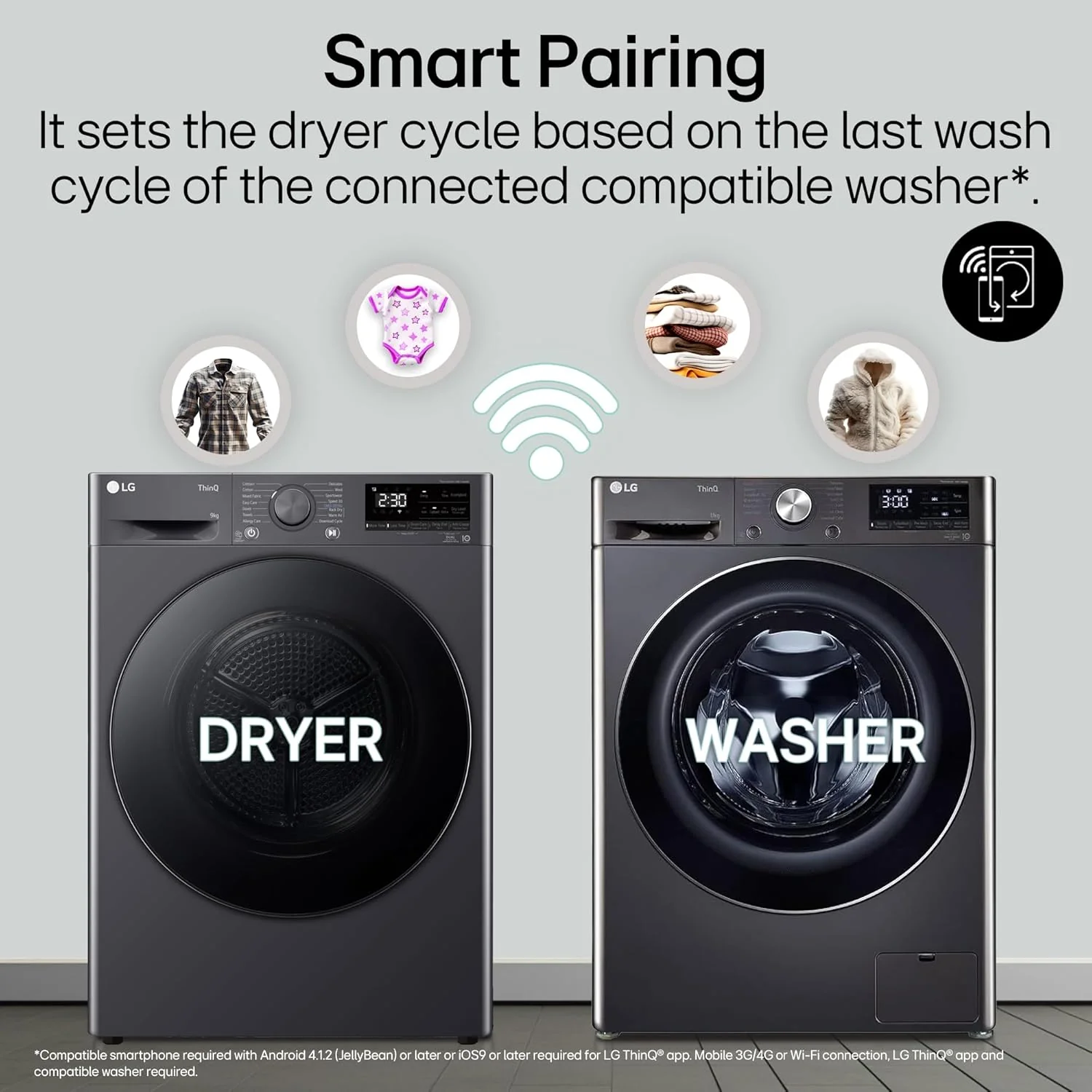 LG 9 Kg, Wi-Fi, Dual Inverter Heat Pump, Eco-Hybrid Technology Fully Automatic Front Load Dryer (DHV09SAM, Double Layer Air Filter, Allergy Care, Auto Cleaning Condenser, Middle Black) - Image 12