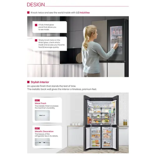 LG MoodUP™ 617 Litres 3 Star French Door Refrigerator | InstaView™ | 1.7 Lakh + Color Combinations | Built-in Bluetooth Speaker | ThinQ® (GR-A24FDMMB) - Image 4
