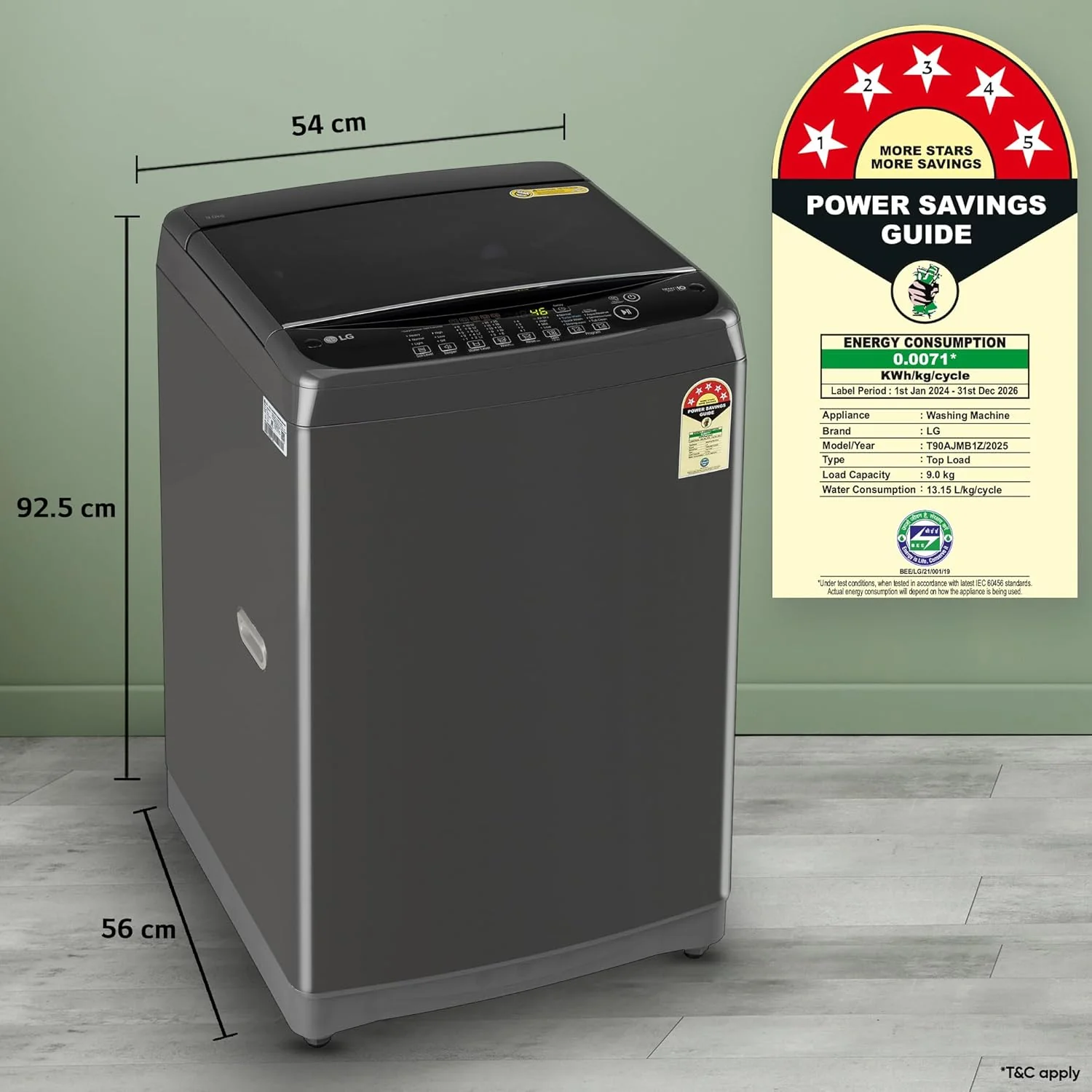 LG Smart Choice, 9 Kg, 5 Star, Smart Inverter Technology, Turbodrum, Fully Automatic Top Load Washing Machine (T90AJMB1Z, Jetspray+, Turbowash, Auto Tub Clean after every wash cycle, Middle Black) - Image 2