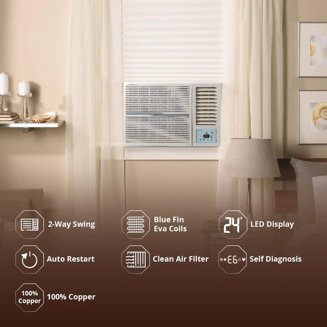 Lloyd 1.0 Ton 3 Star Fixed Speed Window AC (Copper,White with Silver Deco Strip, GLW12C3XWSEW) - Image 4