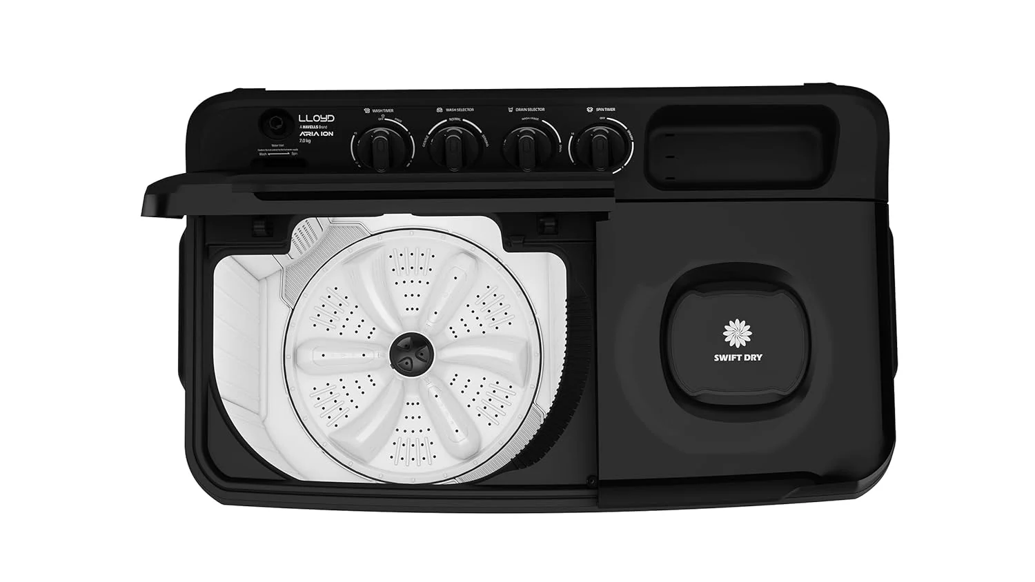 Lloyd 8 kg 5 Star Semi Automatic Top Load Washing Machine |1300 RPM | Detergent Storage Zone | 3 Wash Programs | Swift Dry | Magic Filter, (GLWS805AODDG, Dark Grey and White) - Image 11