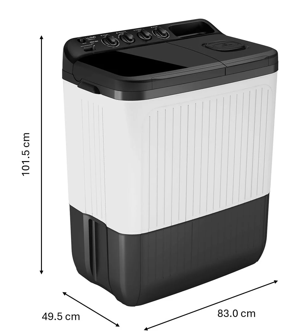 Lloyd 8 kg 5 Star Semi Automatic Top Load Washing Machine |1300 RPM | Detergent Storage Zone | 3 Wash Programs | Swift Dry | Magic Filter, (GLWS805AODDG, Dark Grey and White) - Image 2