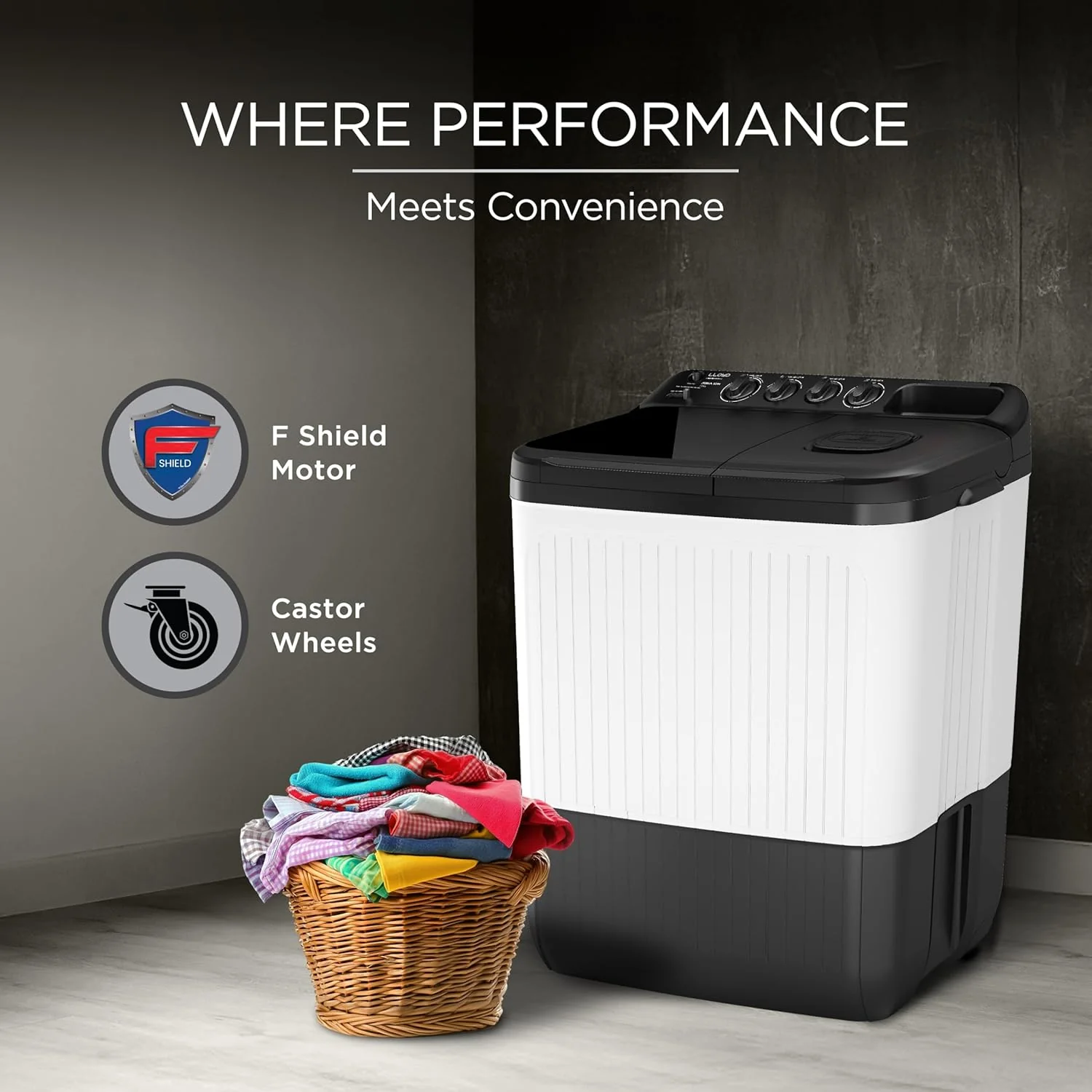 Lloyd 8 kg 5 Star Semi Automatic Top Load Washing Machine |1300 RPM | Detergent Storage Zone | 3 Wash Programs | Swift Dry | Magic Filter, (GLWS805AODDG, Dark Grey and White) - Image 5