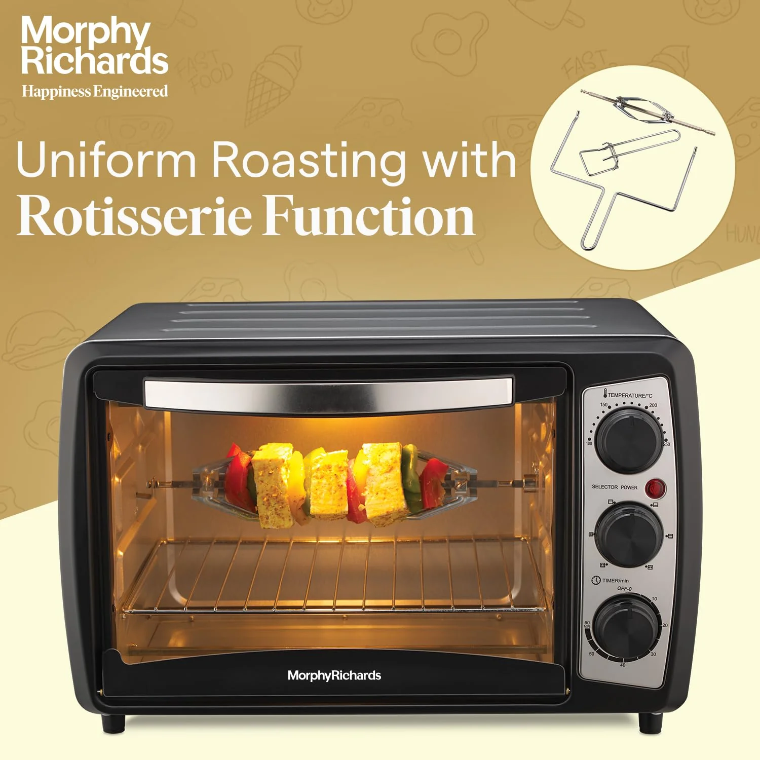 Morphy Richards 20R Otg Oven For Kitchen, Cooking Range With Oven And Grill For Baking, Tandoor, Rotisserie Function, Manual, 1400 Watts, 20L - Image 3