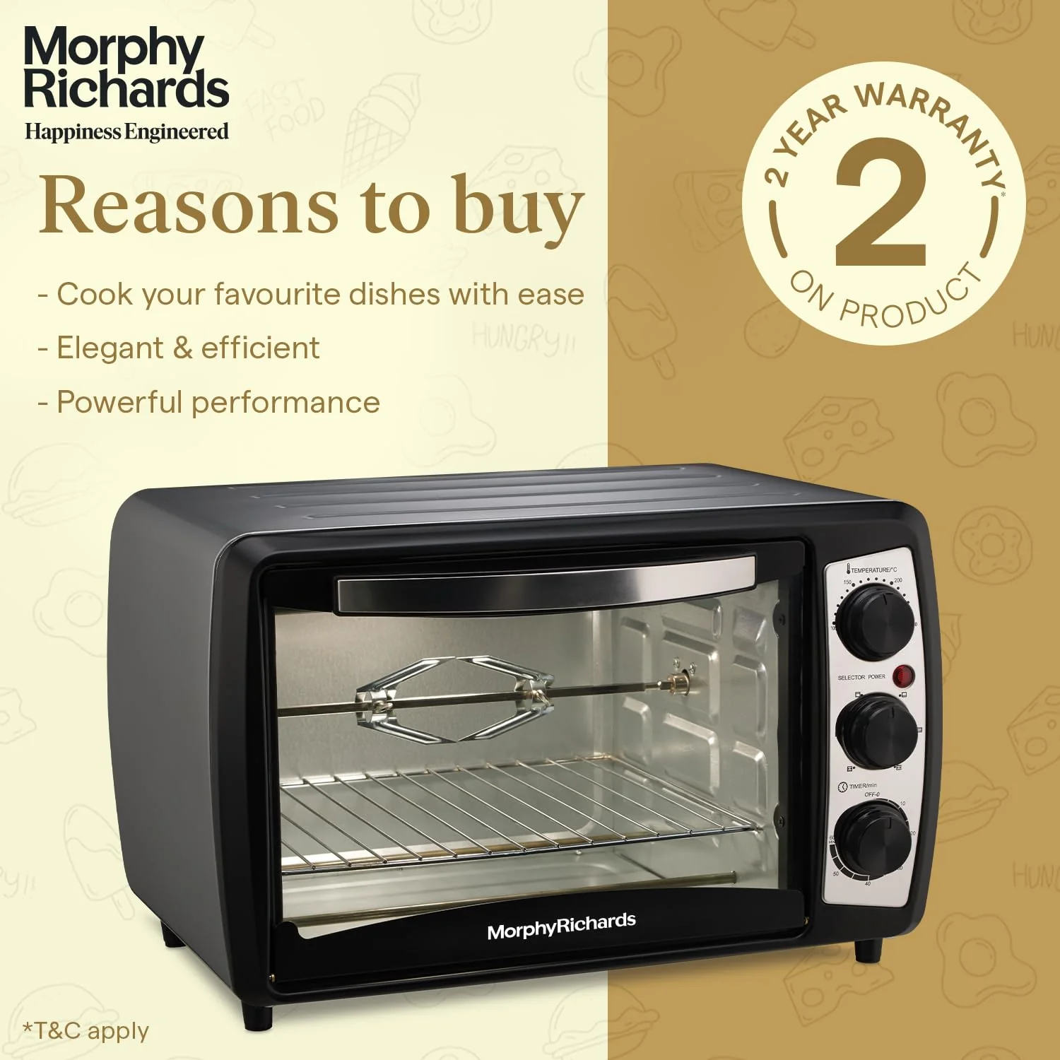 Morphy Richards 20R Otg Oven For Kitchen, Cooking Range With Oven And Grill For Baking, Tandoor, Rotisserie Function, Manual, 1400 Watts, 20L - Image 5
