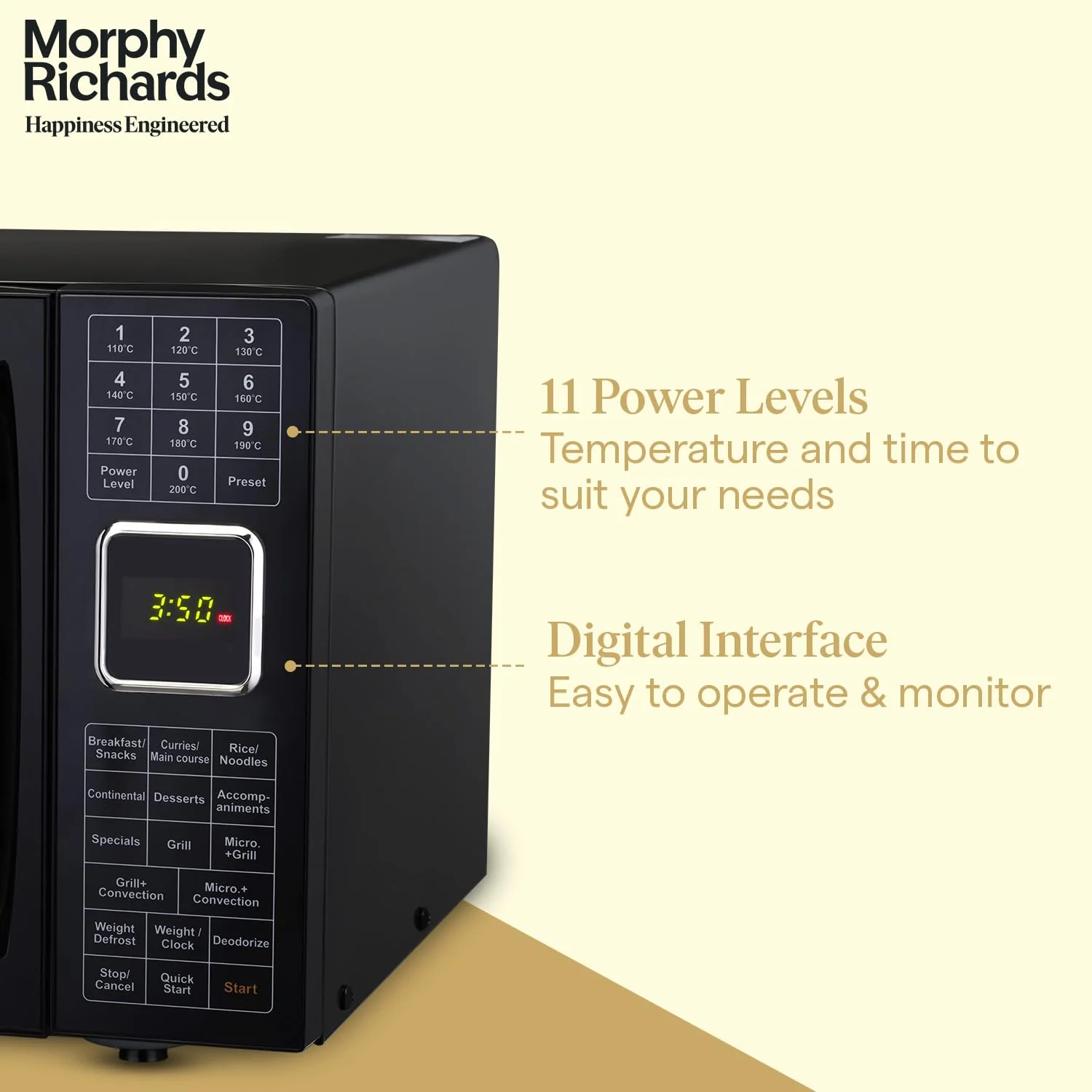 Morphy Richards 27L Convection Microwave Oven (27CGF, Black) | 200 Auto Cook Menus | 11 Power Levels | Stainless Steel Cavity | Deodorizer | 2-Year Warranty - Image 4