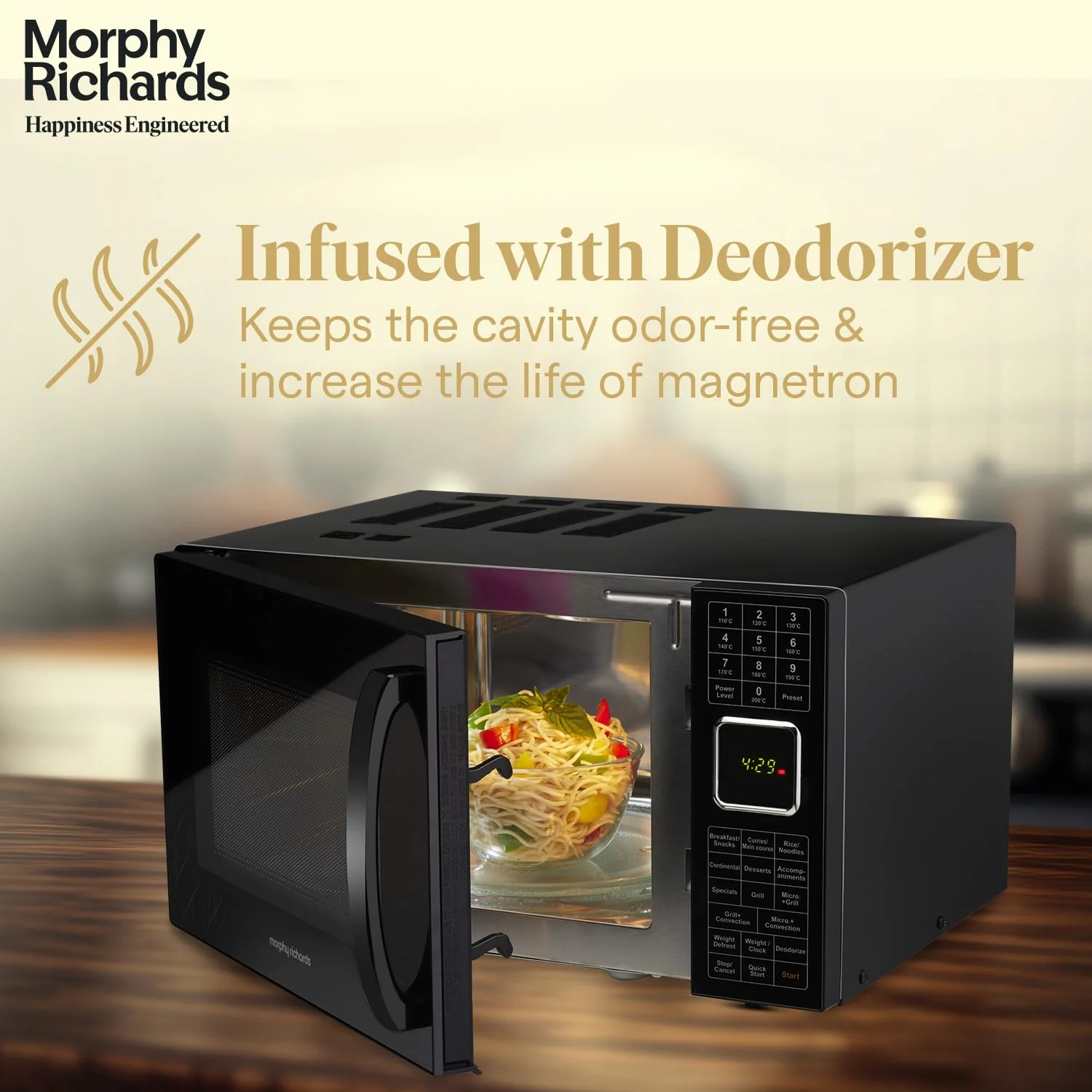 Morphy Richards 27L Convection Microwave Oven (27CGF, Black) | 200 Auto Cook Menus | 11 Power Levels | Stainless Steel Cavity | Deodorizer | 2-Year Warranty - Image 6