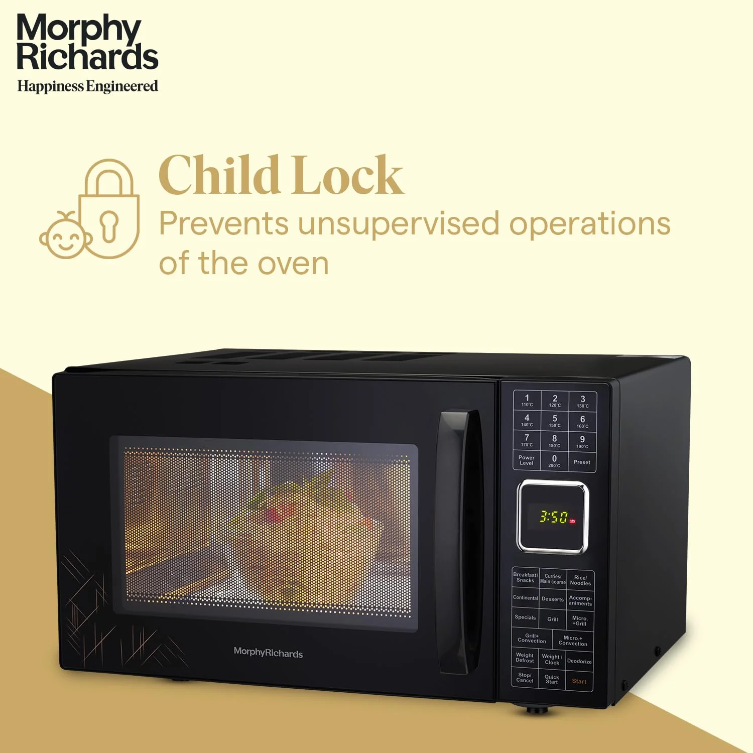 Morphy Richards 27L Convection Microwave Oven (27CGF, Black) | 200 Auto Cook Menus | 11 Power Levels | Stainless Steel Cavity | Deodorizer | 2-Year Warranty - Image 7
