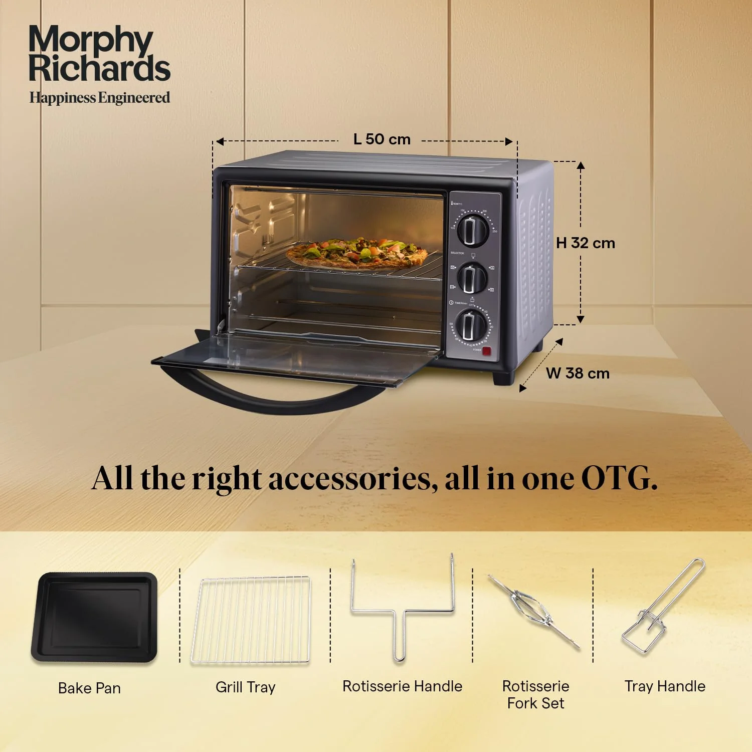 Morphy Richards 30 RC OTG | 30L Oven Toaster Griller | Rotisserie | Multi-Function Baking, Roasting, Grilling &amp; Toasting | 2-Year Warranty | Black - Image 9