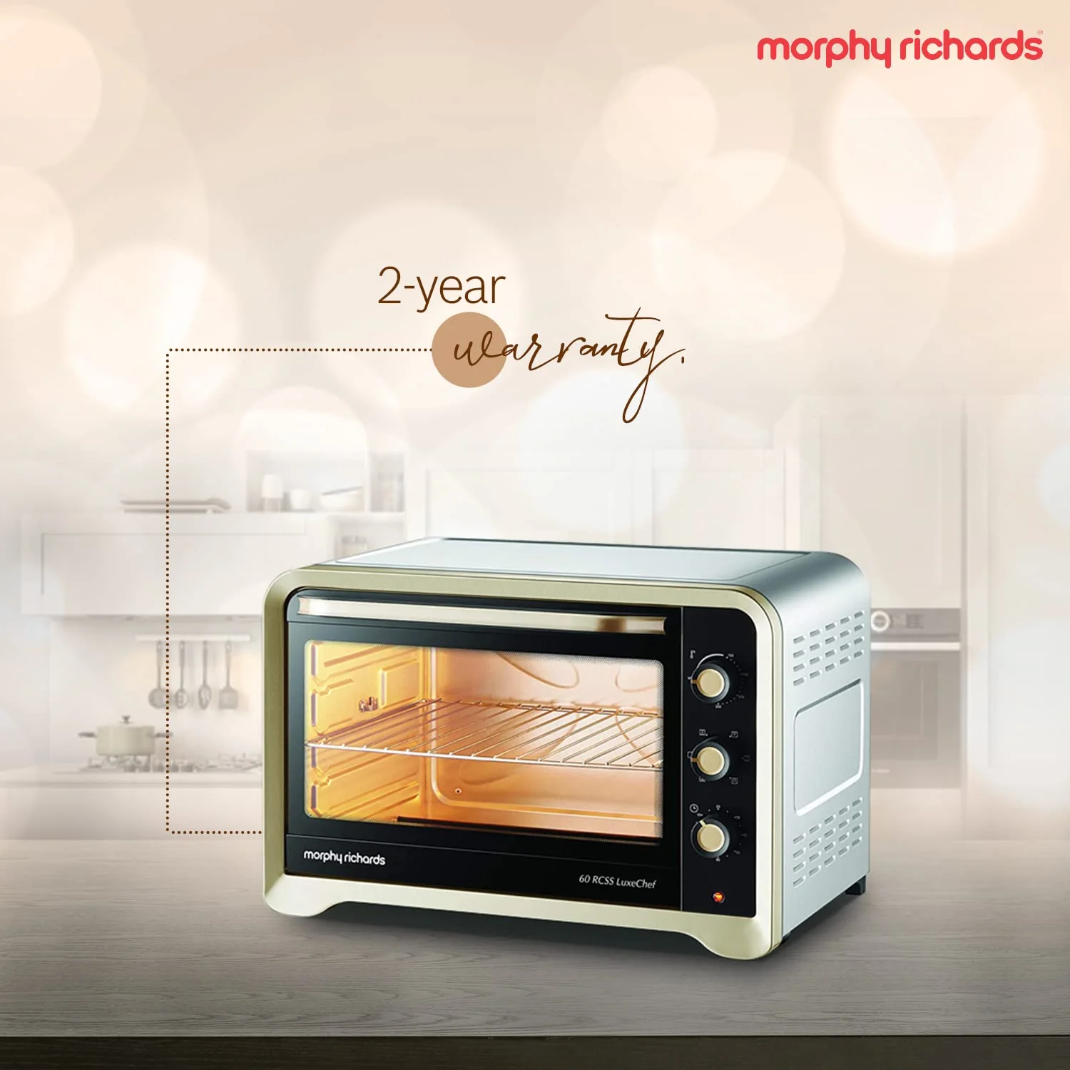 Morphy Richards 60RCSS Luxe Chef OTG | Convection and Rotisserie Function | Large Capacity 60L | Gold | 2 Year Product Warranty - Image 4