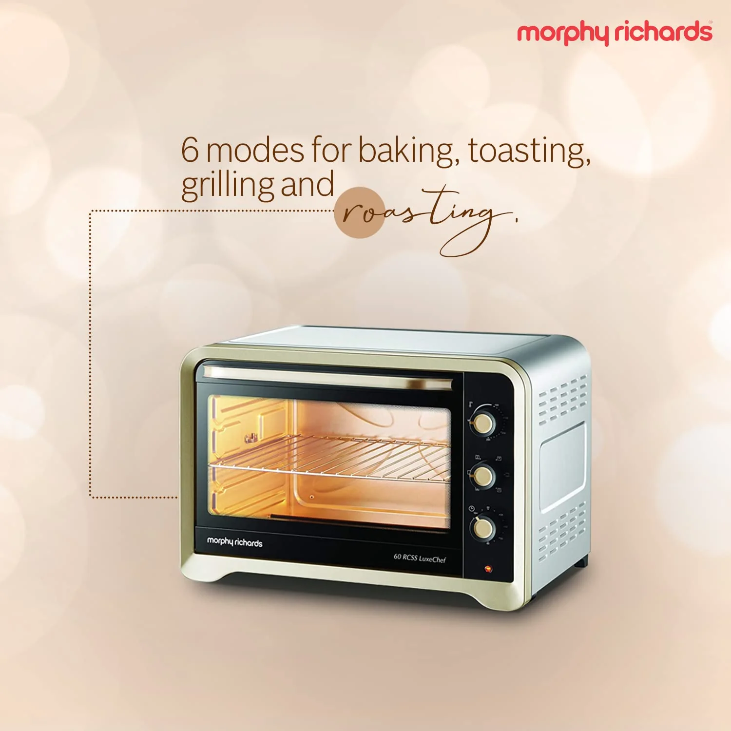 Morphy Richards 60RCSS Luxe Chef OTG | Convection and Rotisserie Function | Large Capacity 60L | Gold | 2 Year Product Warranty - Image 5
