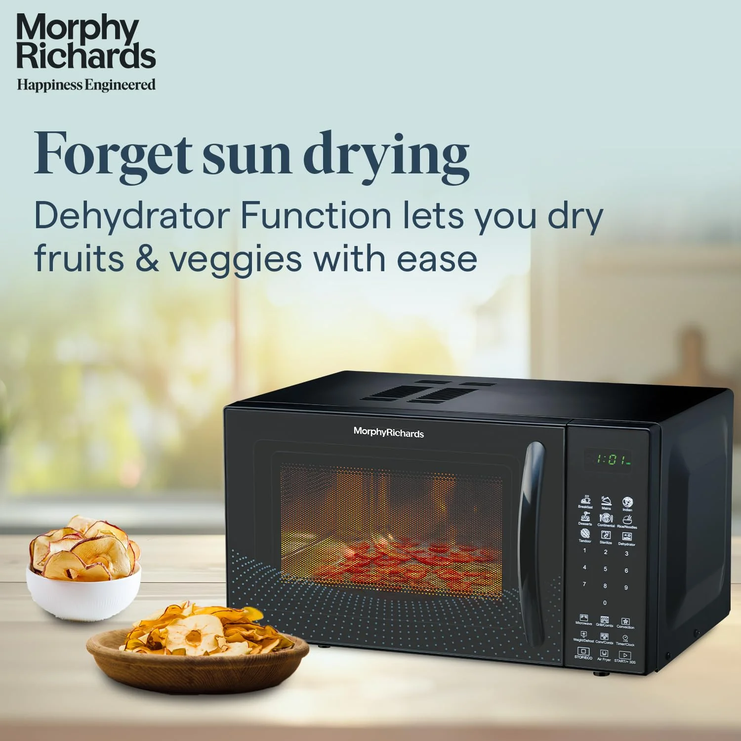 Morphy Richards Air 23Cgad Convection Microwave Oven for Kitchen, with in-Built Air Fryer &amp; Dehydrator|23 Litre with 220 Autocook Menu,Black - Image 5