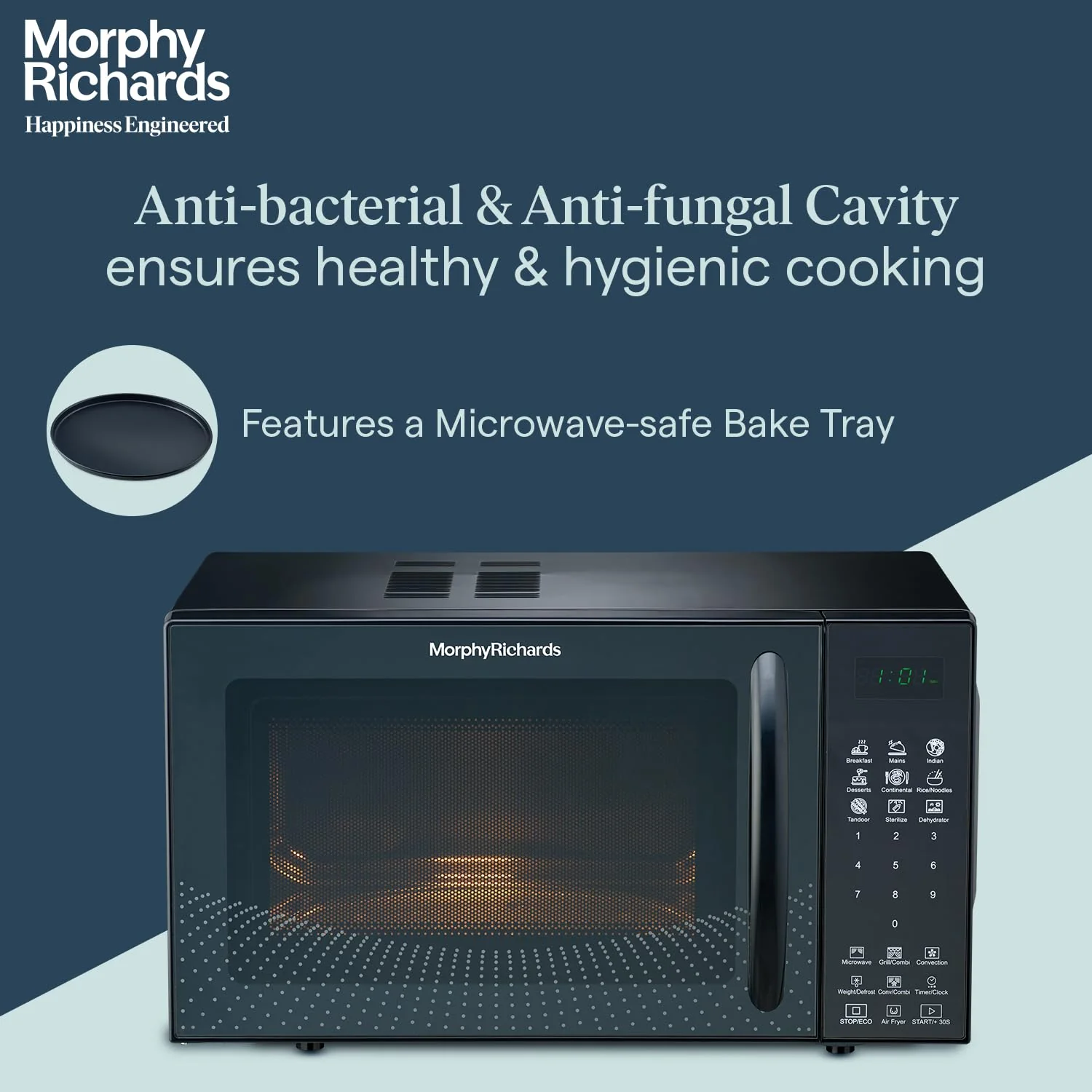 Morphy Richards Air 23Cgad Convection Microwave Oven for Kitchen, with in-Built Air Fryer &amp; Dehydrator|23 Litre with 220 Autocook Menu,Black - Image 6