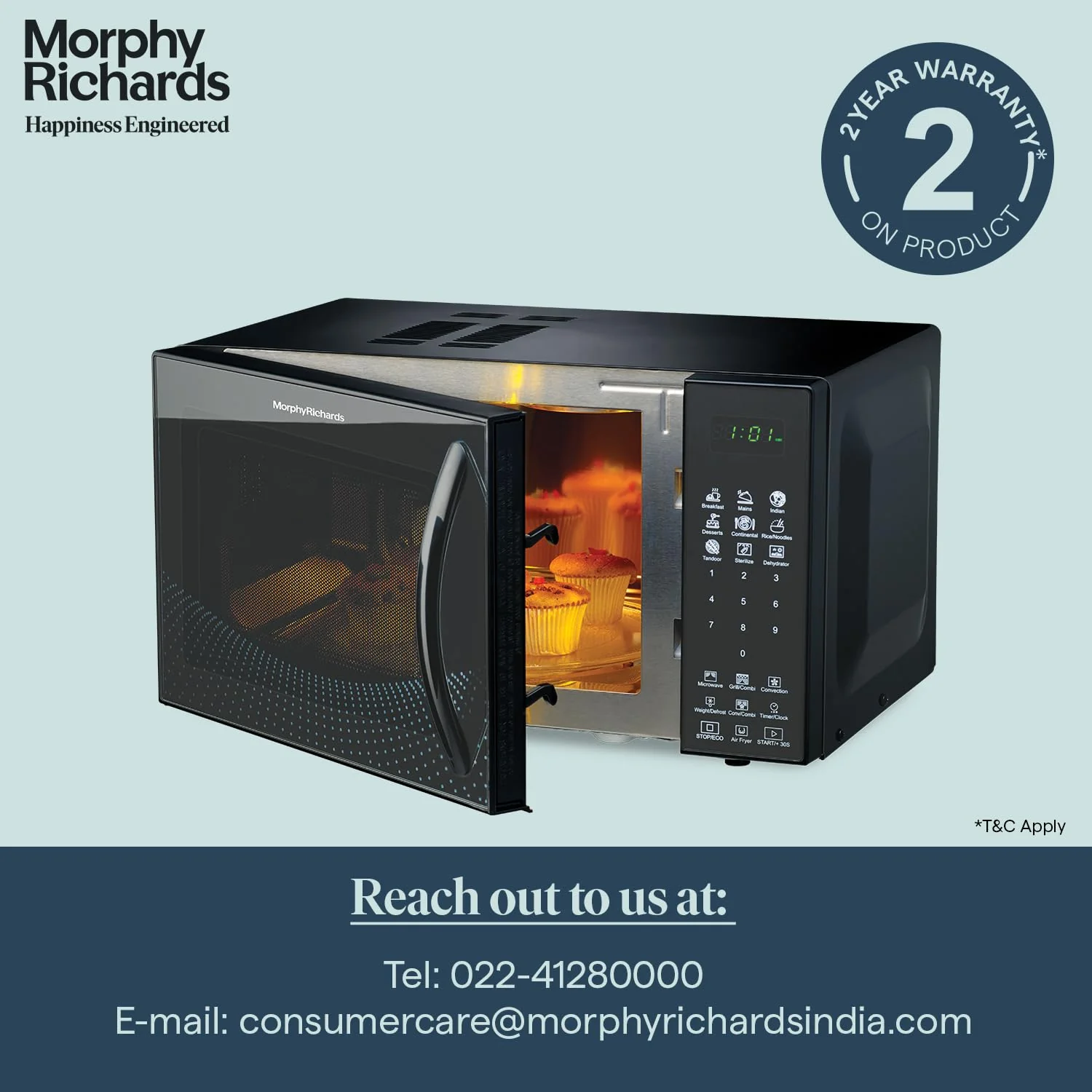 Morphy Richards Air 23Cgad Convection Microwave Oven for Kitchen, with in-Built Air Fryer &amp; Dehydrator|23 Litre with 220 Autocook Menu,Black - Image 7