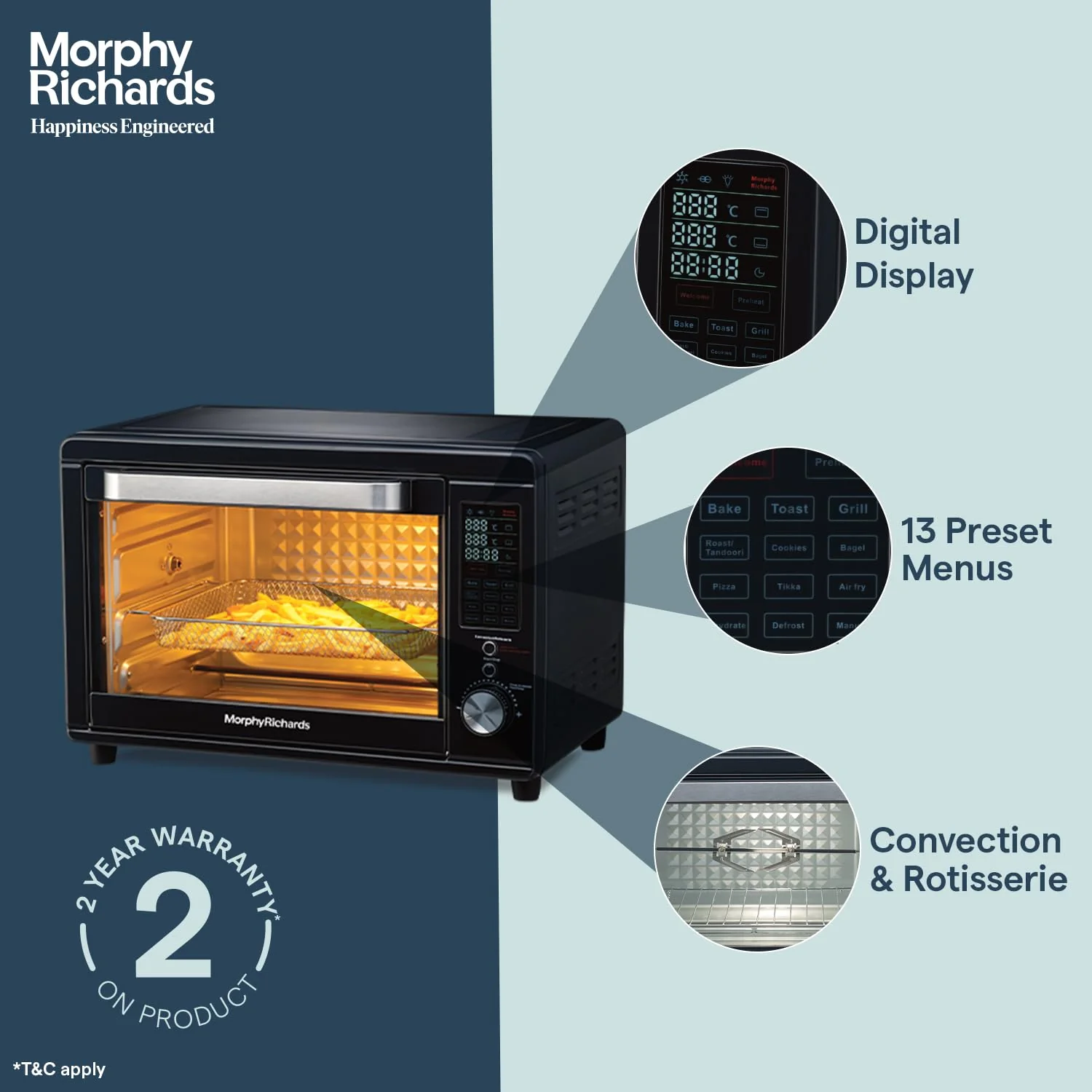 Morphy Richards Digital OTG|Capacity - 40 Litre with 13 Preset Menu|Rotisserie,Convection,In-Built Air-Fryer &amp; Dehydrator Function|2-Yr Warranty - Image 6