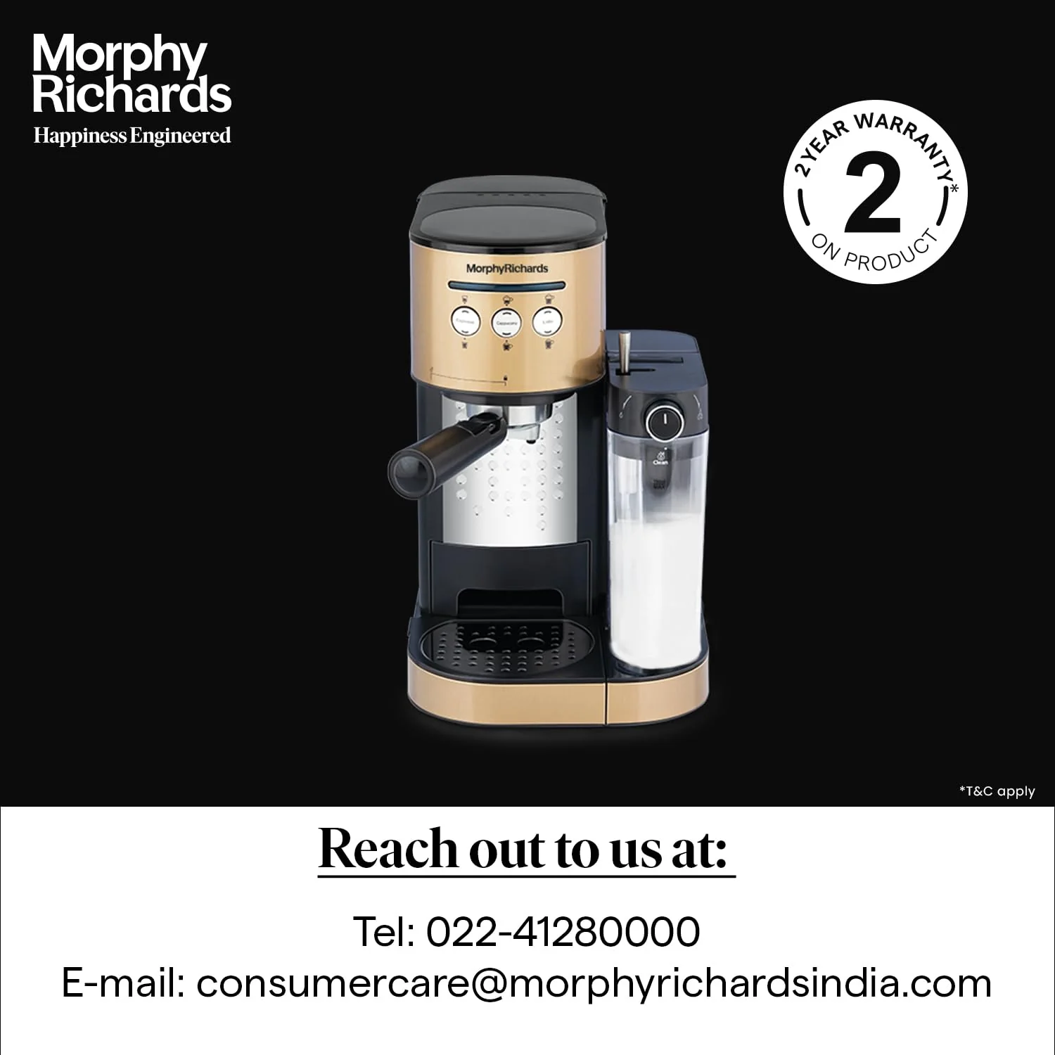 Morphy Richards Kaffeto 1350 W Milk Frother and Coffee Maker - Image 8