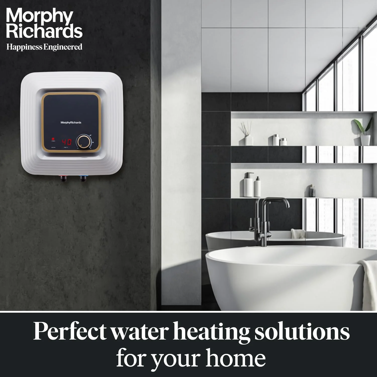 Morphy Richards Kube 15L Storage Wall Water Heater White and Black - Image 8