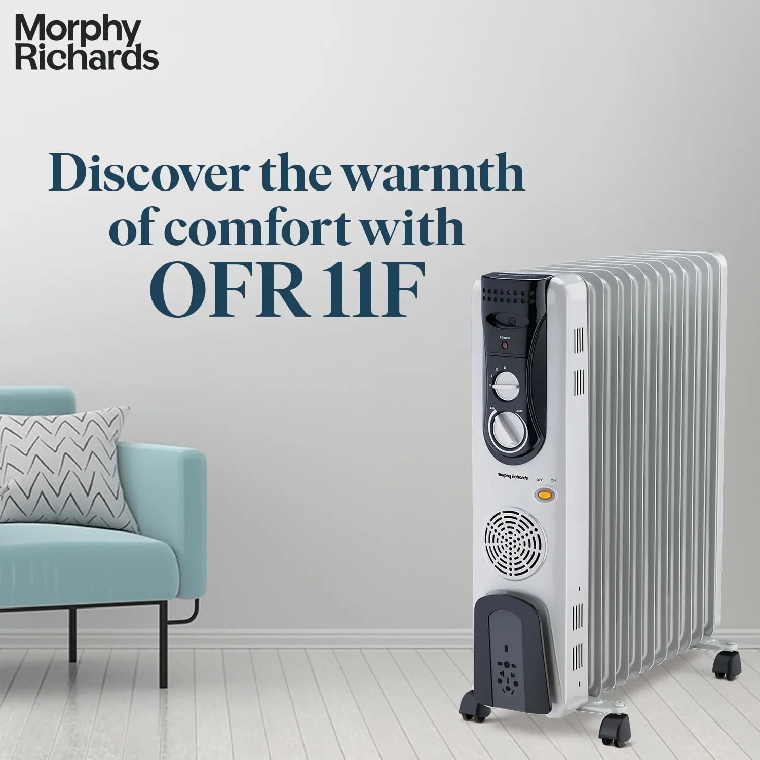 Morphy Richards OFR 11F 11-Fin 2900W Oil Filled Radiator Room Heater | Adjustable Thermostat | Safety Tilt &amp; Auto Thermal Shutoff | Castor Wheels for Easy Mobility | Silent Heating - Image 7